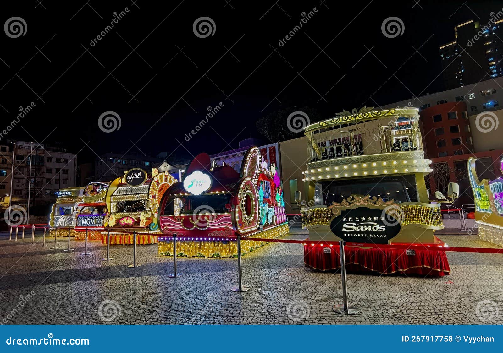 chinese new year parade float display and fireworks