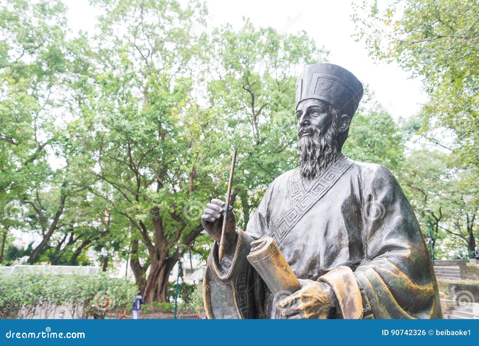 matteo ricci's statue in historic centre of macau. a famous historic sites in macau.