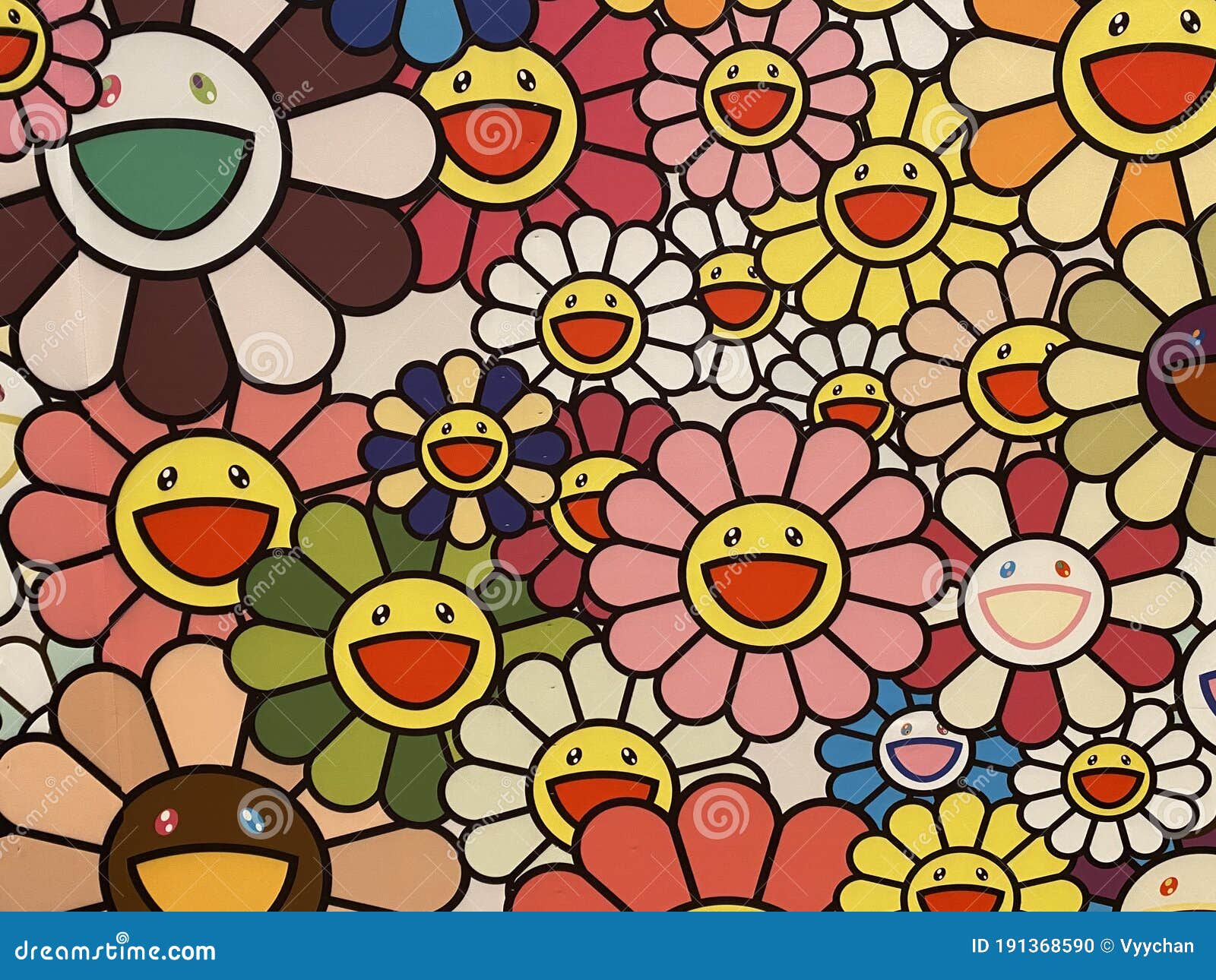 A picture I took at the Takashi Murakami Gallery at the Louis Vuitton  foundation in Paris Its a square but I cropped for my wallpaper and it  looks reallly nice thought you