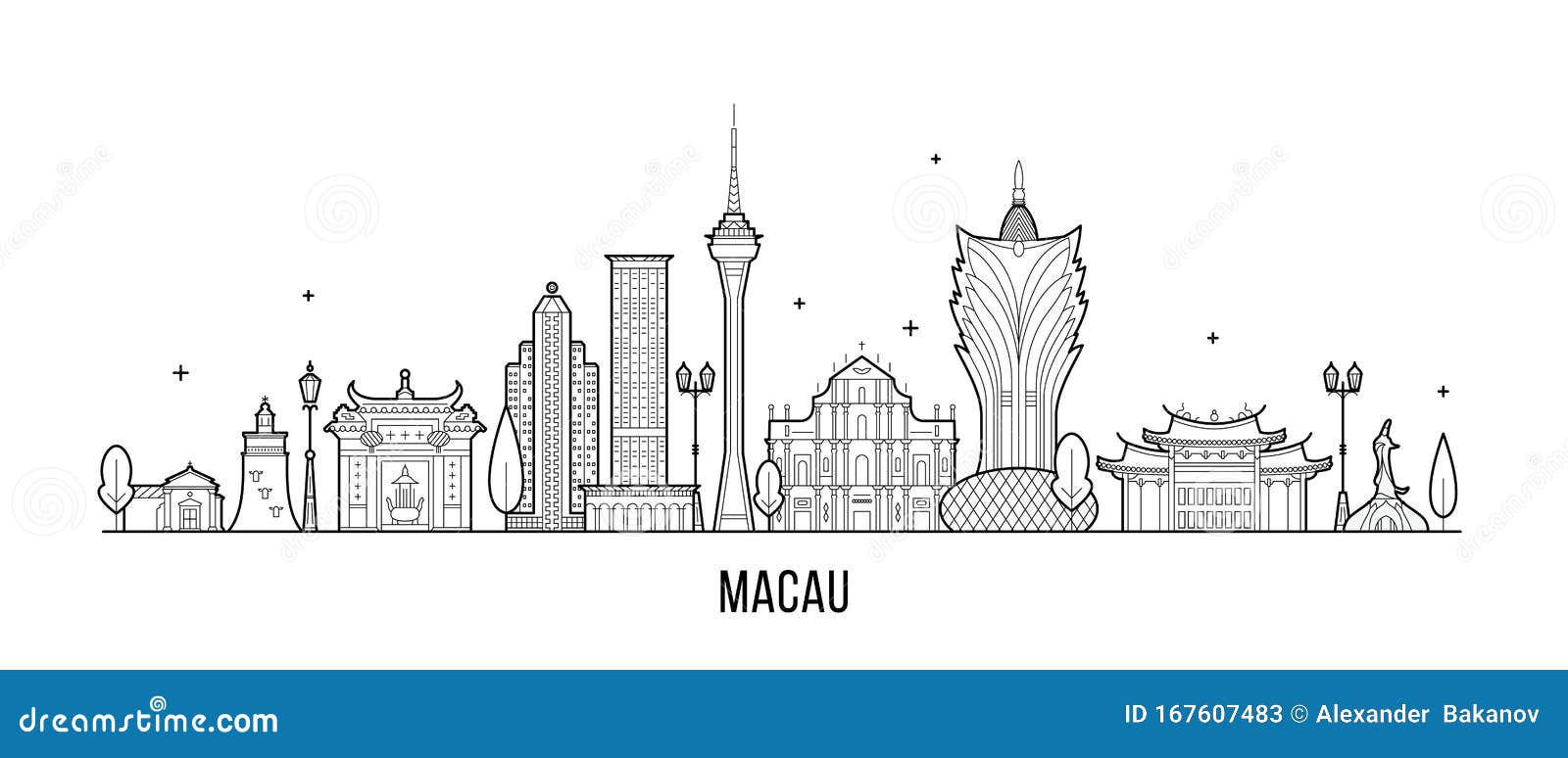 macau skyline china city buildings  linear