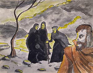 MacBeth And The Three Witches Stock Illustration Illustration Of 