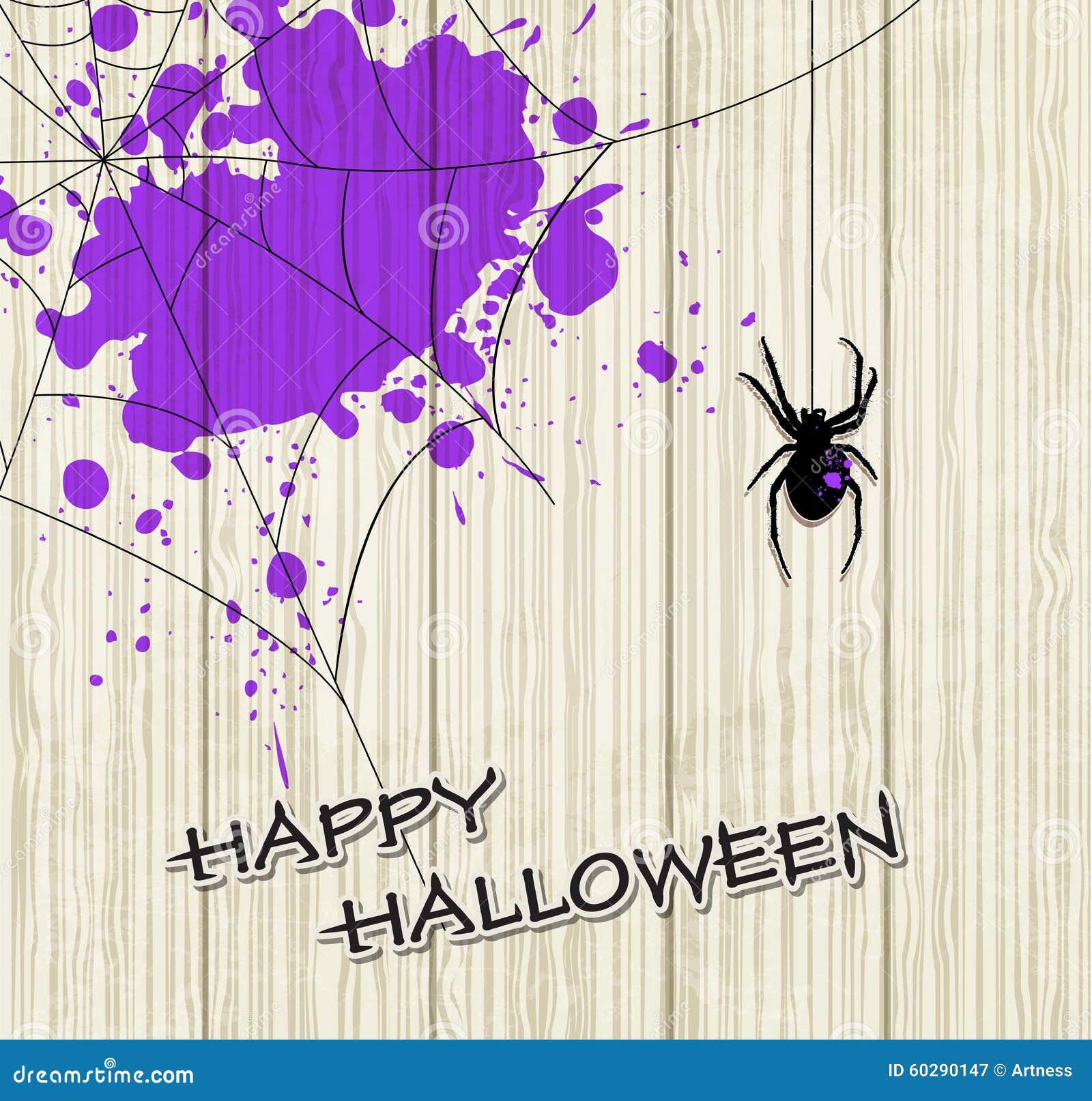 Fondo di vettore di Halloween con le macchie della viola e del ragno