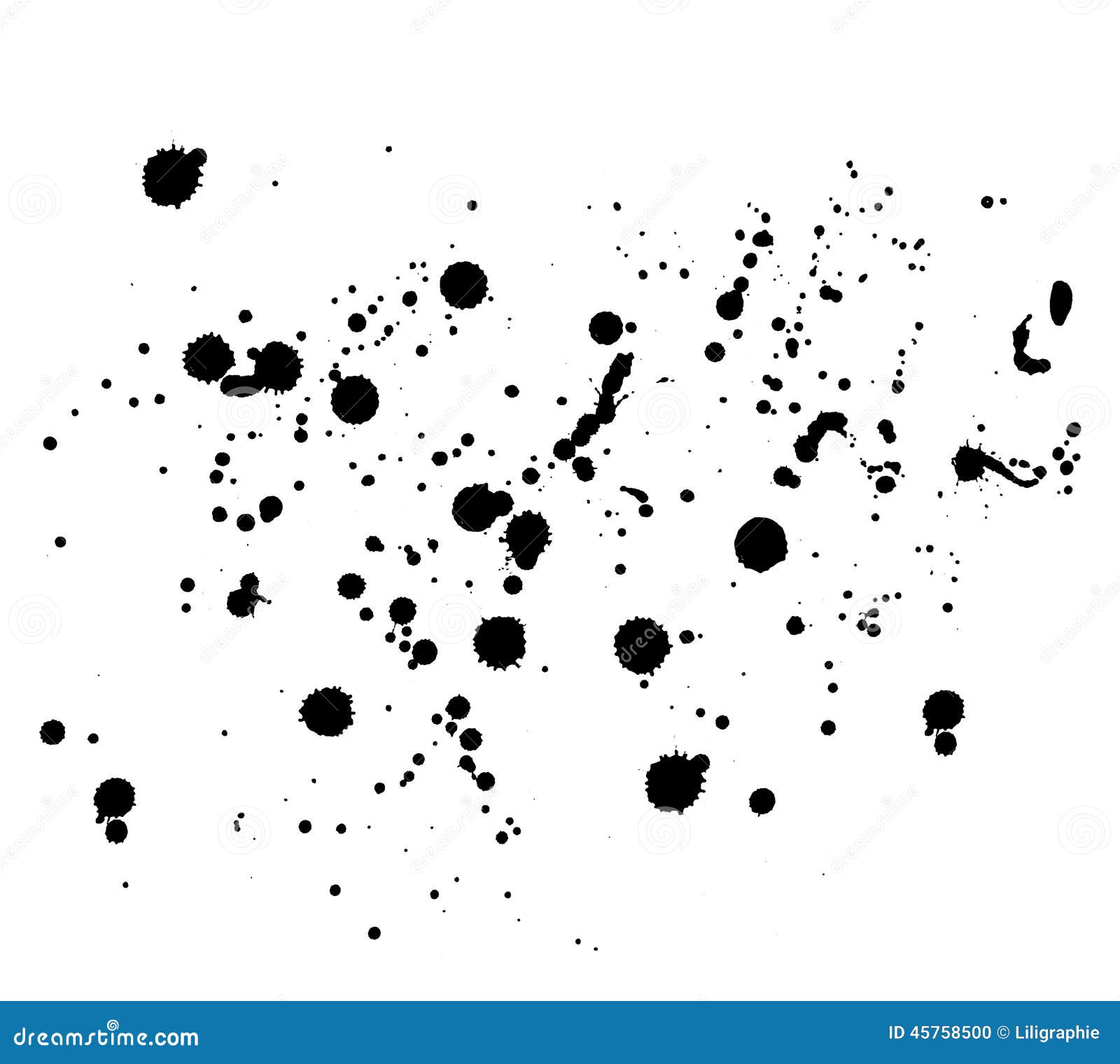 Macchie e gocce di colore di acqua isolate su bianco Fotografia Stock