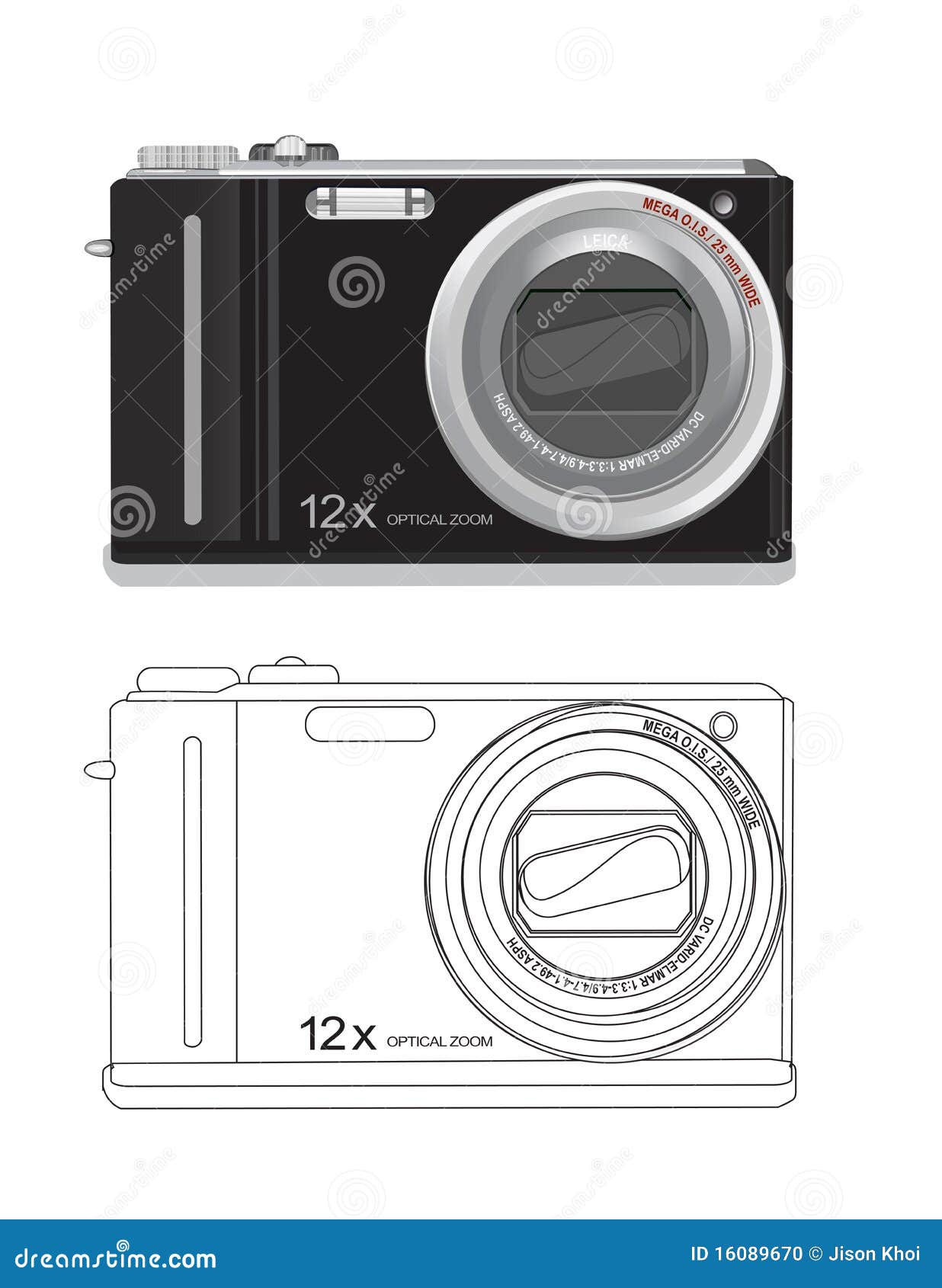 Macchina fotografica di Digitahi. Una macchina fotografica digitale comune nel formato di vettore