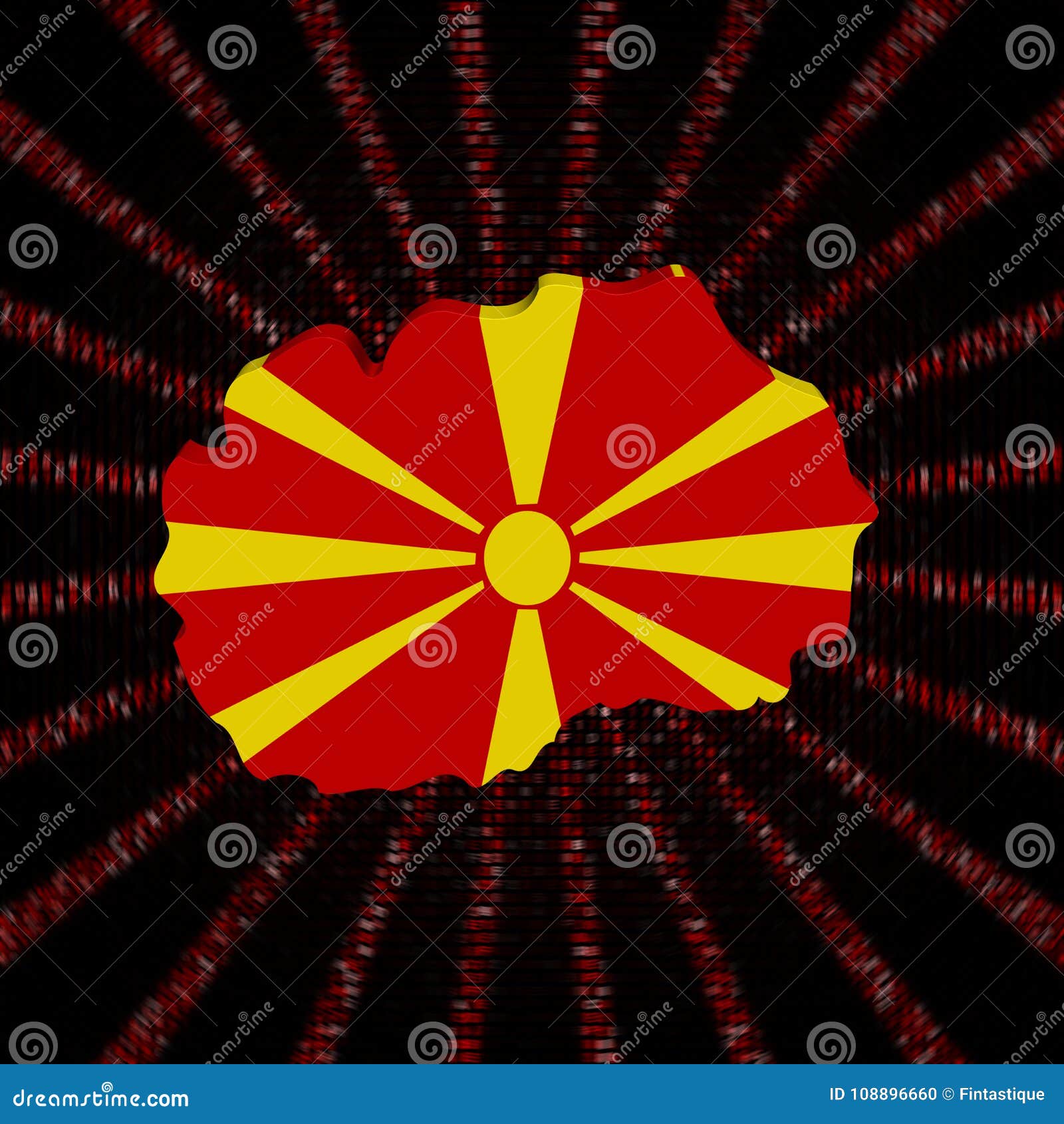 Macedonia Map Flag on Red Hex Code Burst Illustration Stock
