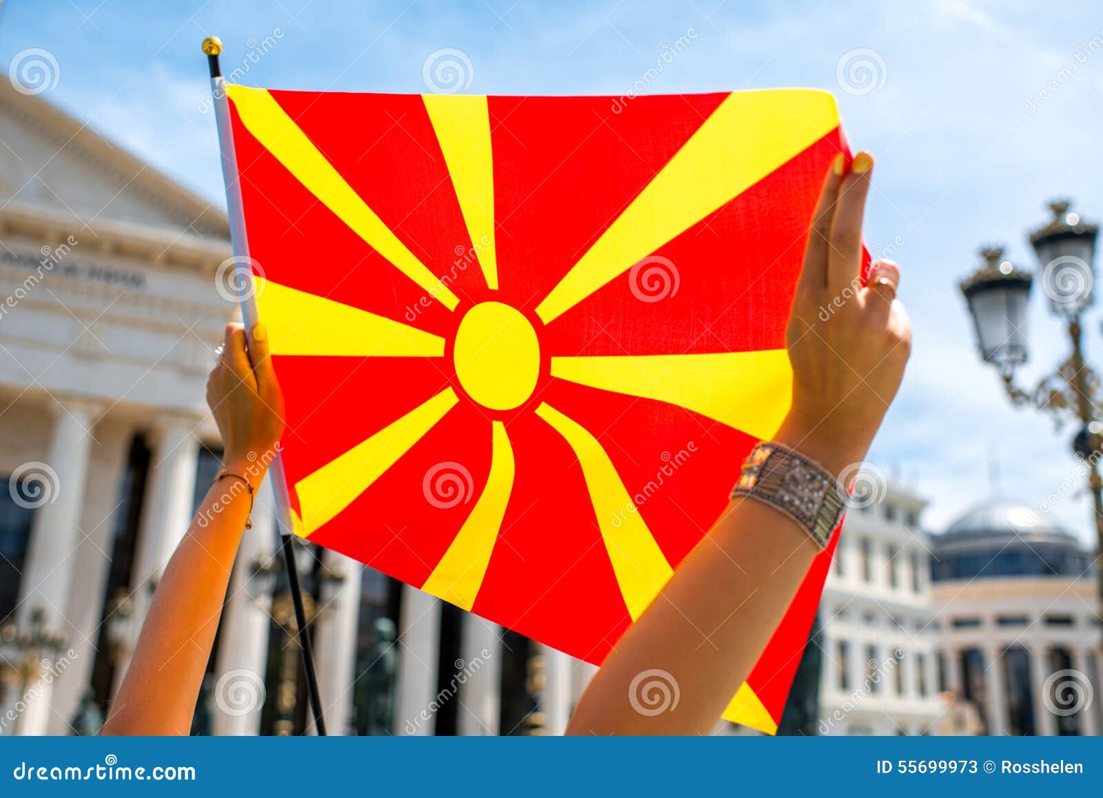 Macedonian flag stock image. Image of macedonian, hands ...