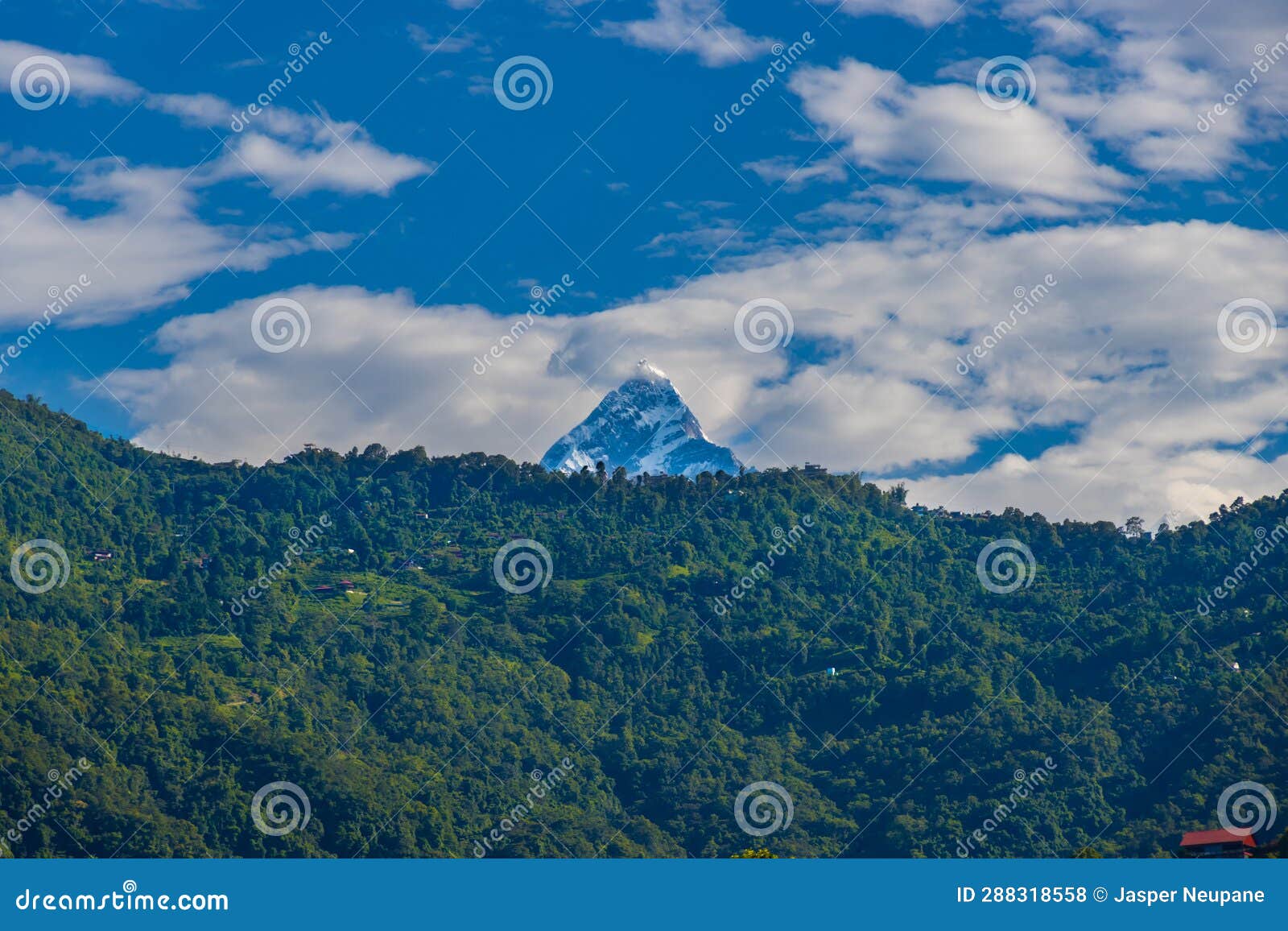 machhapuchhare aka mt. fishtail in the himalayas of nepal captured from sarangkot of pokhara city