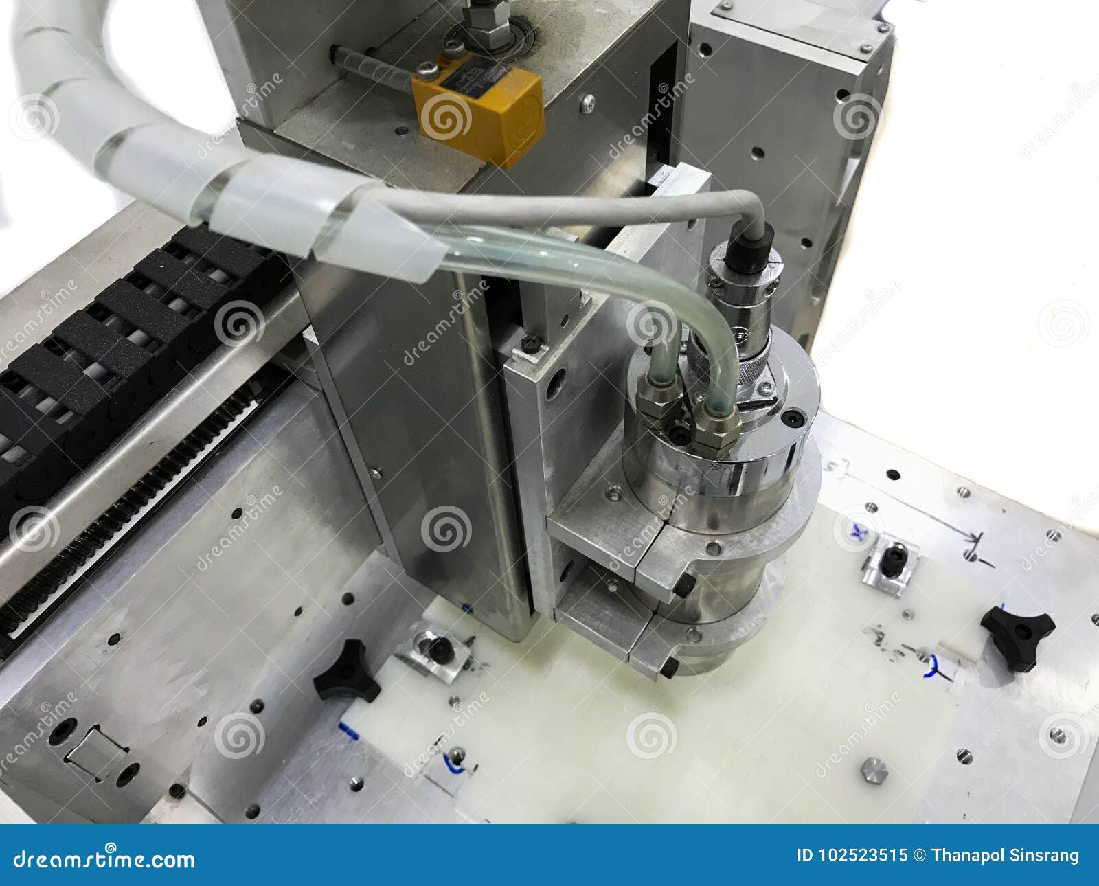 Machine computer numerically controlled stock image image of clamping
