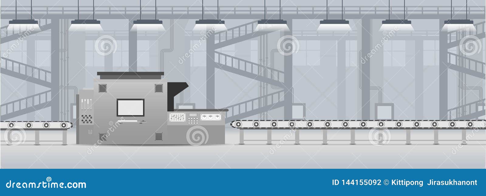 Machine and conveyor belt stock vector. Illustration of industrial 144155092