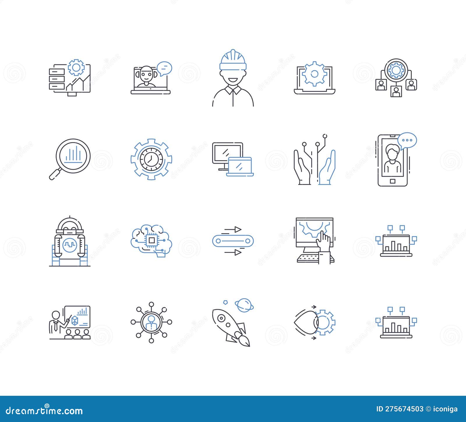 machine-driven tools line icons collection. automation, efficiency, robotics, manufacturing, innovation, precision