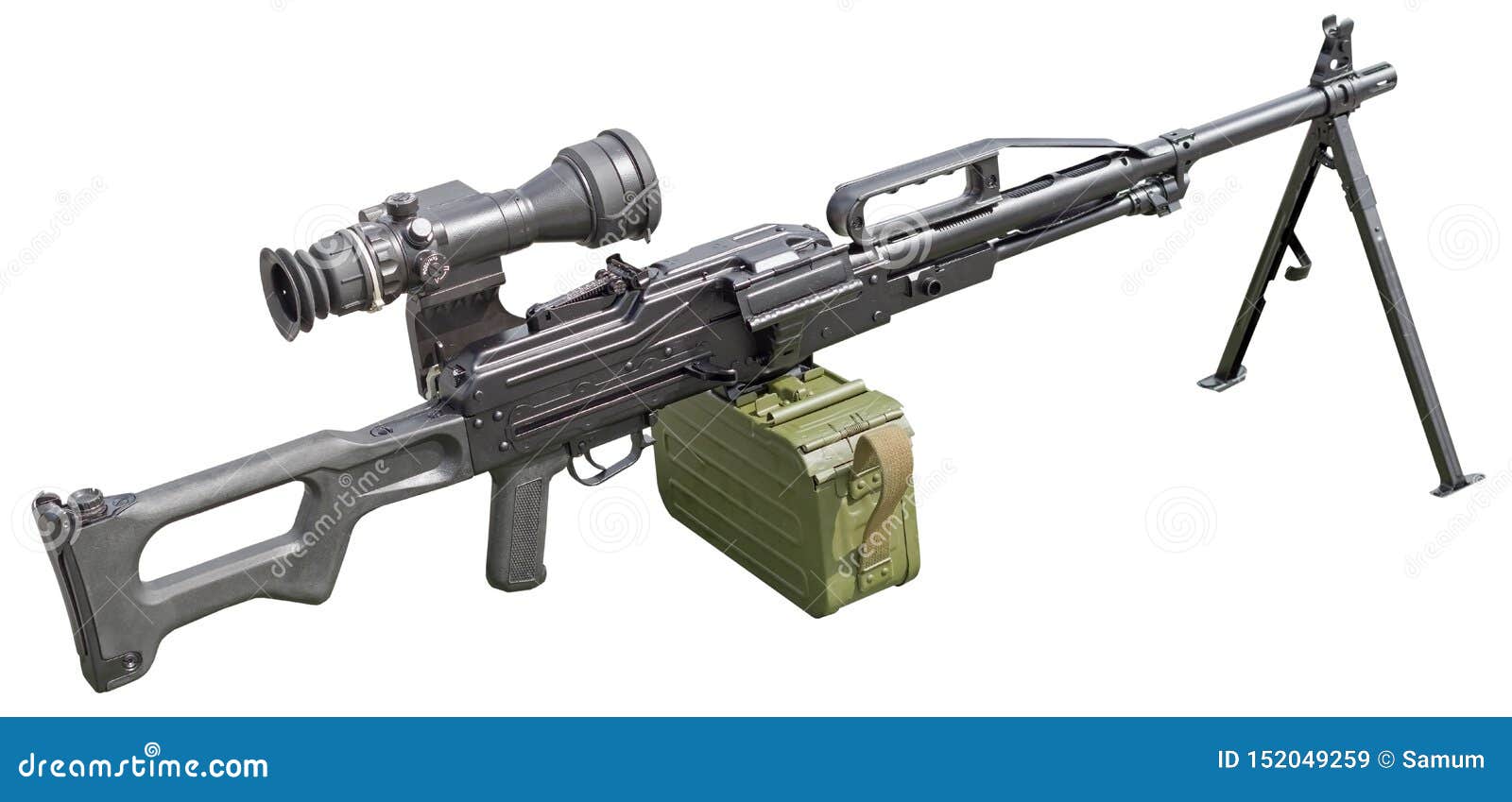 Machine Gun with Optic Scope on White Stock Image Image of carbine