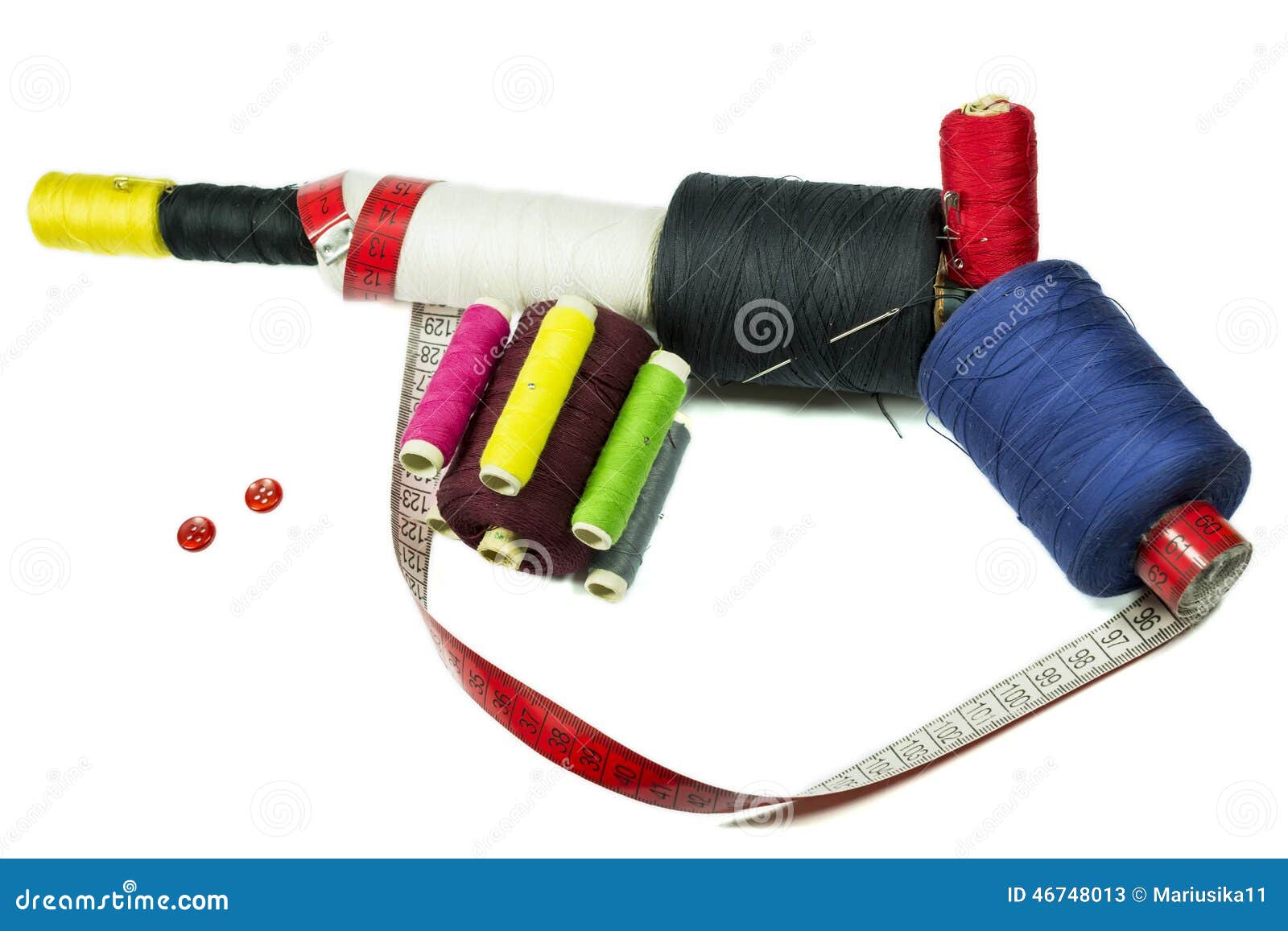 Machine Gun with Sewing Buttons and Tailor Tape Stock Image Image of firearm, needle 46748013