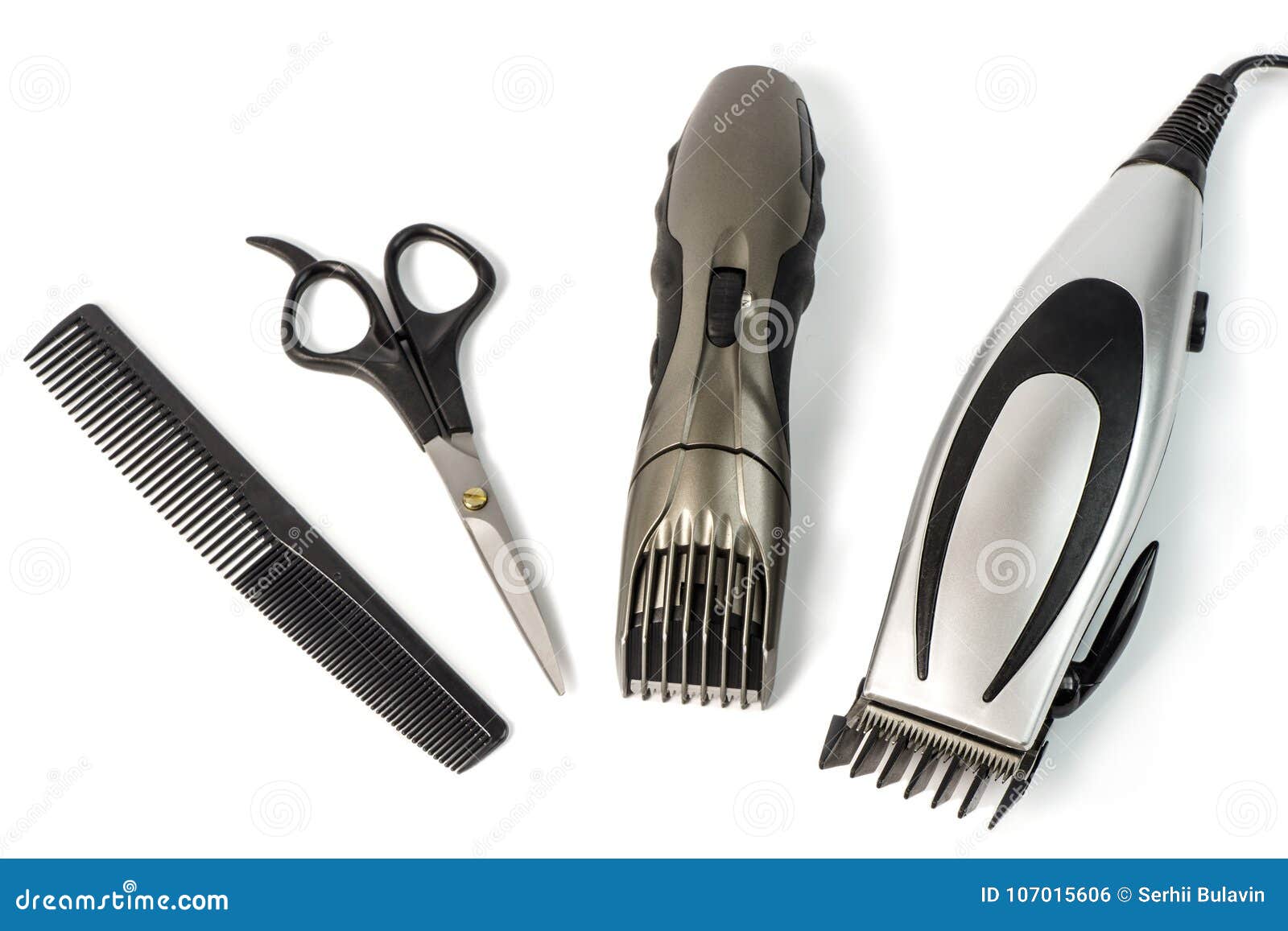 The Machine for a Hairstyle and Hair Trimmer. Hair Clippers and Hair Trimmer  with Comb and Scissors Isolated on White Background. Stock Photo - Image of  background, beard: 107015606