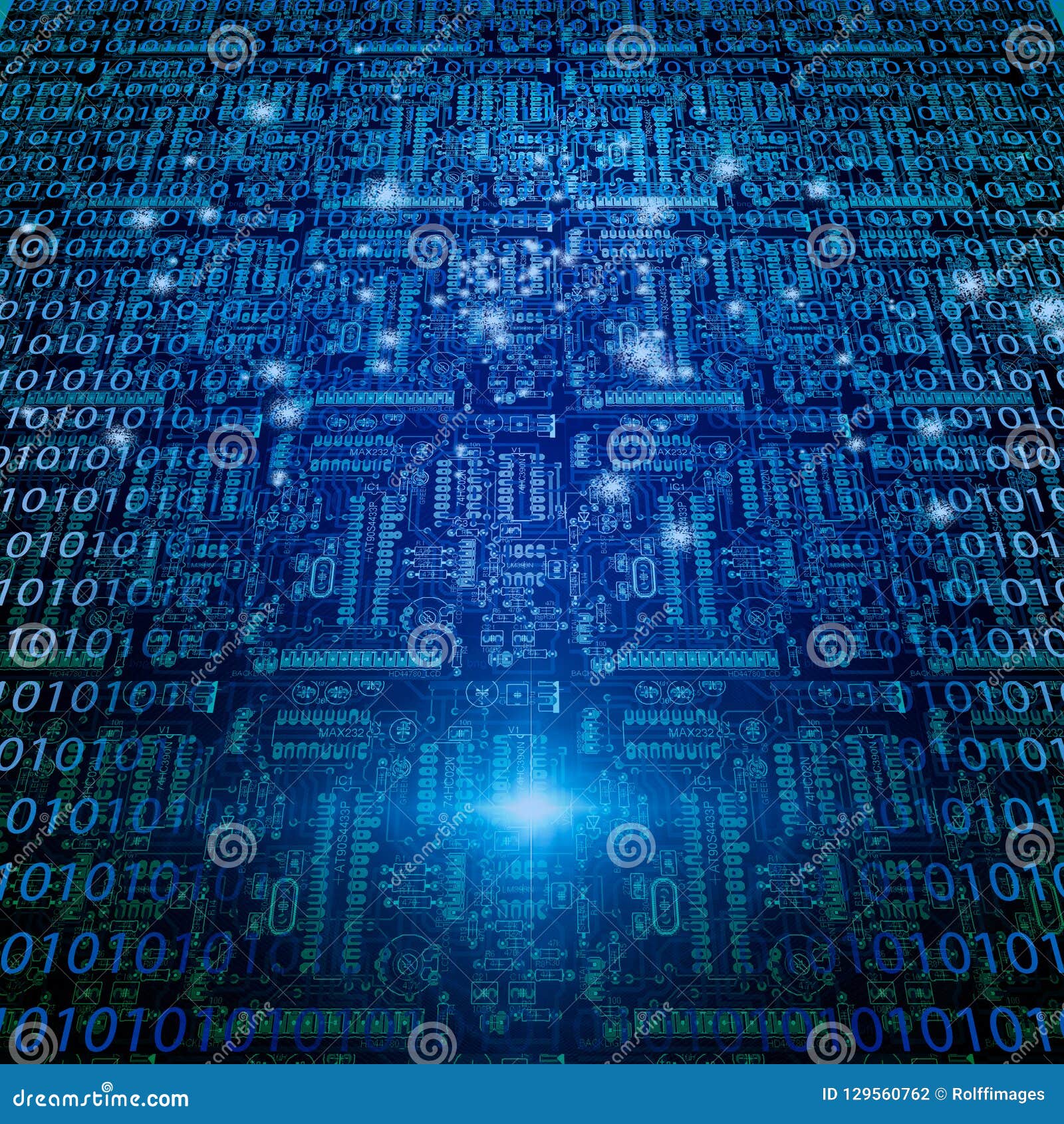 Electric Circuit and Binary Code Stock Illustration Illustration of