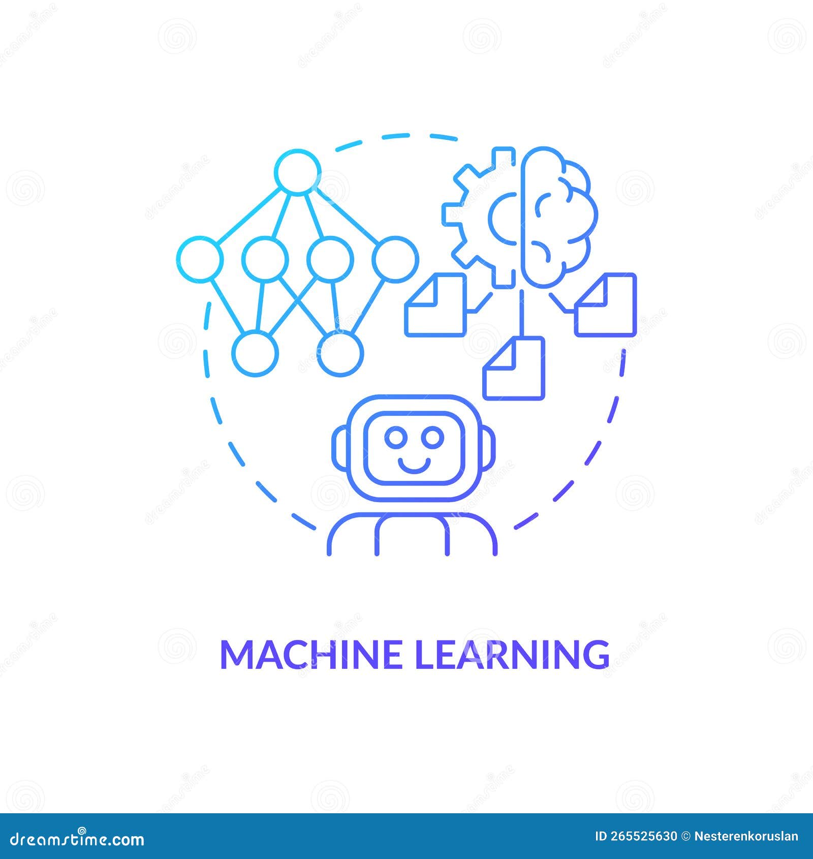 Machine Learning Blue Gradient Concept Icon Stock Vector - Illustration ...