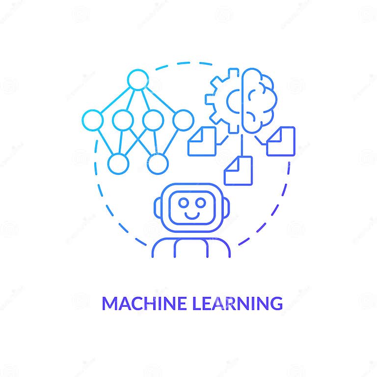 Machine Learning Blue Gradient Concept Icon Stock Vector - Illustration ...