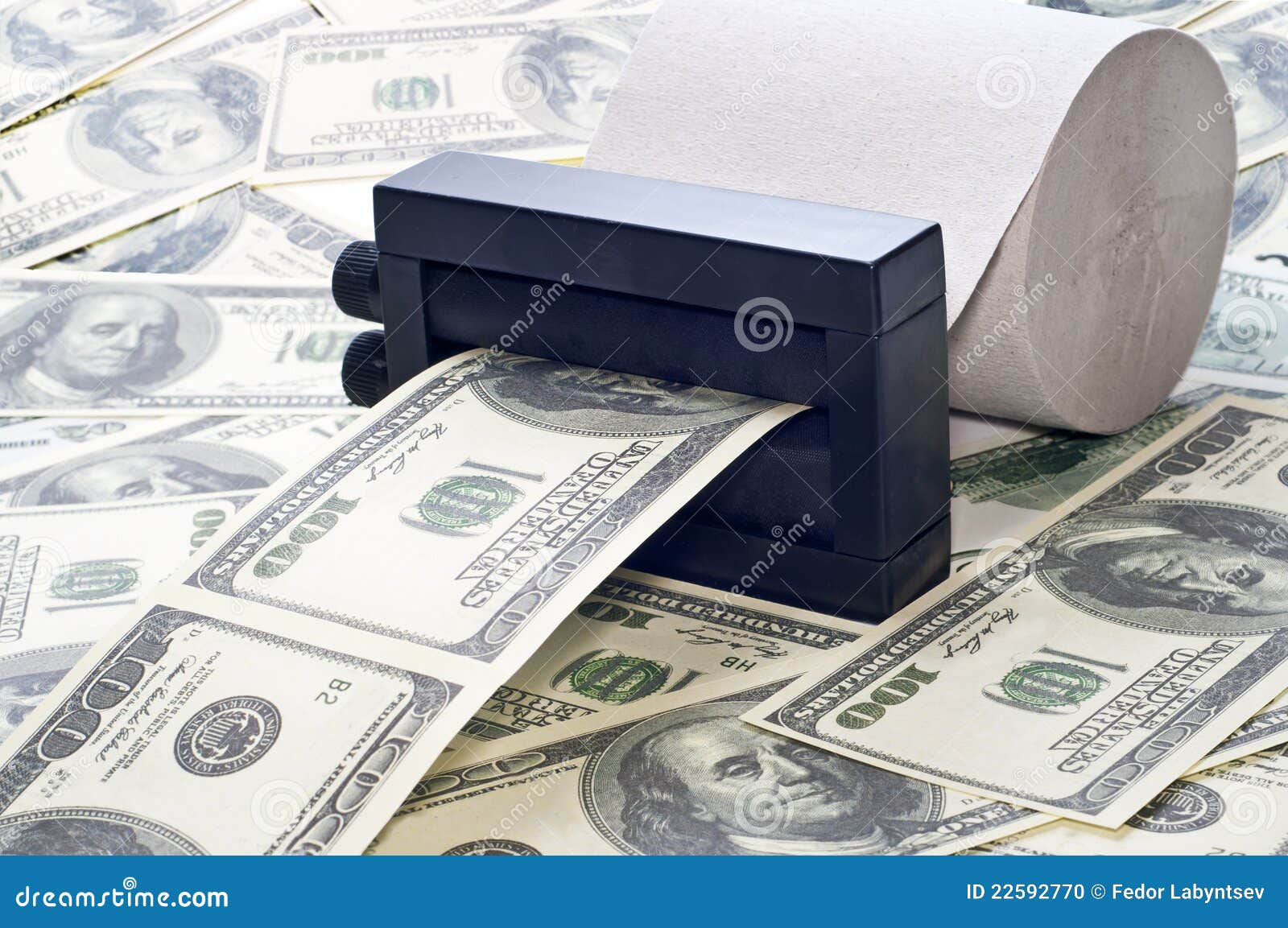 Machine Print Money Out Of Toilet Paper Stock Photo - Image: 22592770