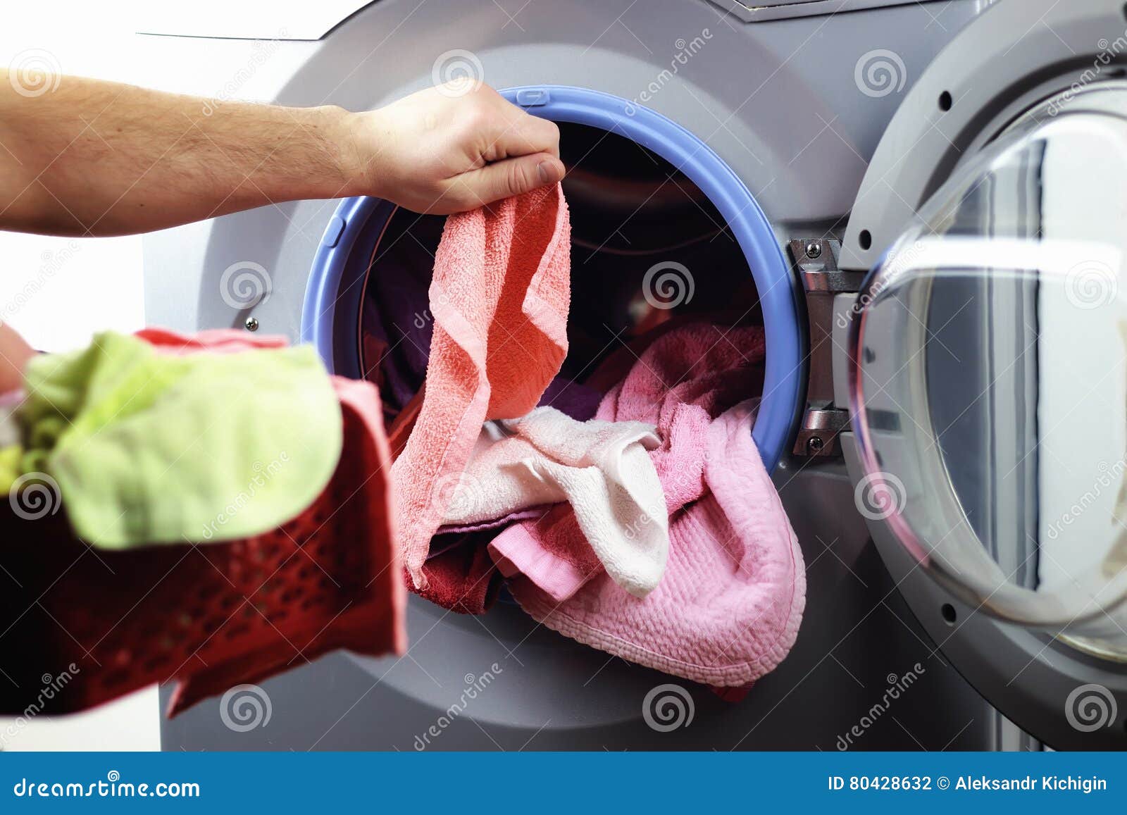 Machine Washer hand put stock photo. Image of domestic 80428632