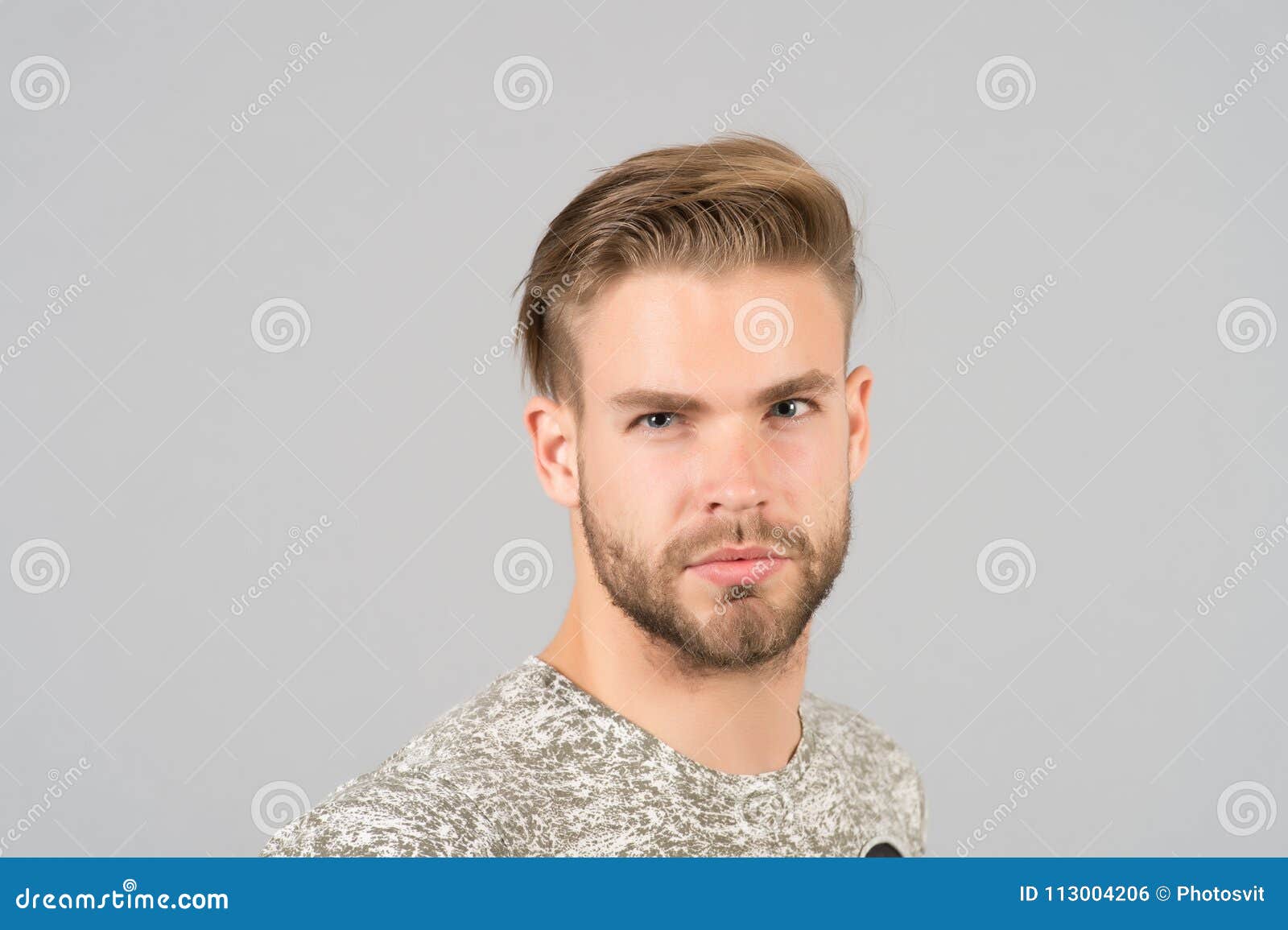 Macho with Bearded Face, Beard. Man with Blond Hair, Haircut. Grooming and  Hair Care in Beauty Salon, Barbershop Stock Photo - Image of background,  care: 113004206