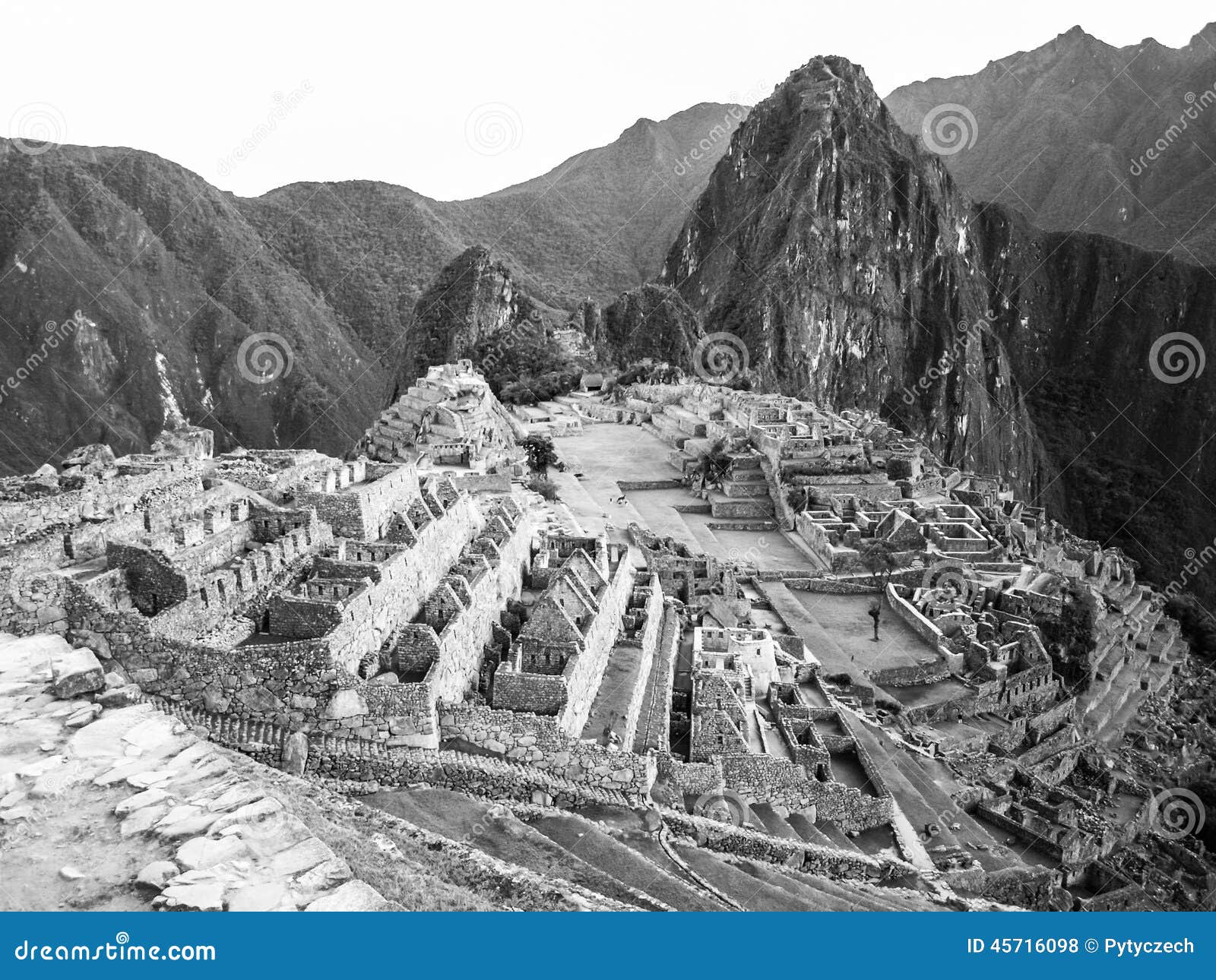 Machu Picchu in Black and White Stock Photo Image of rock, mountain