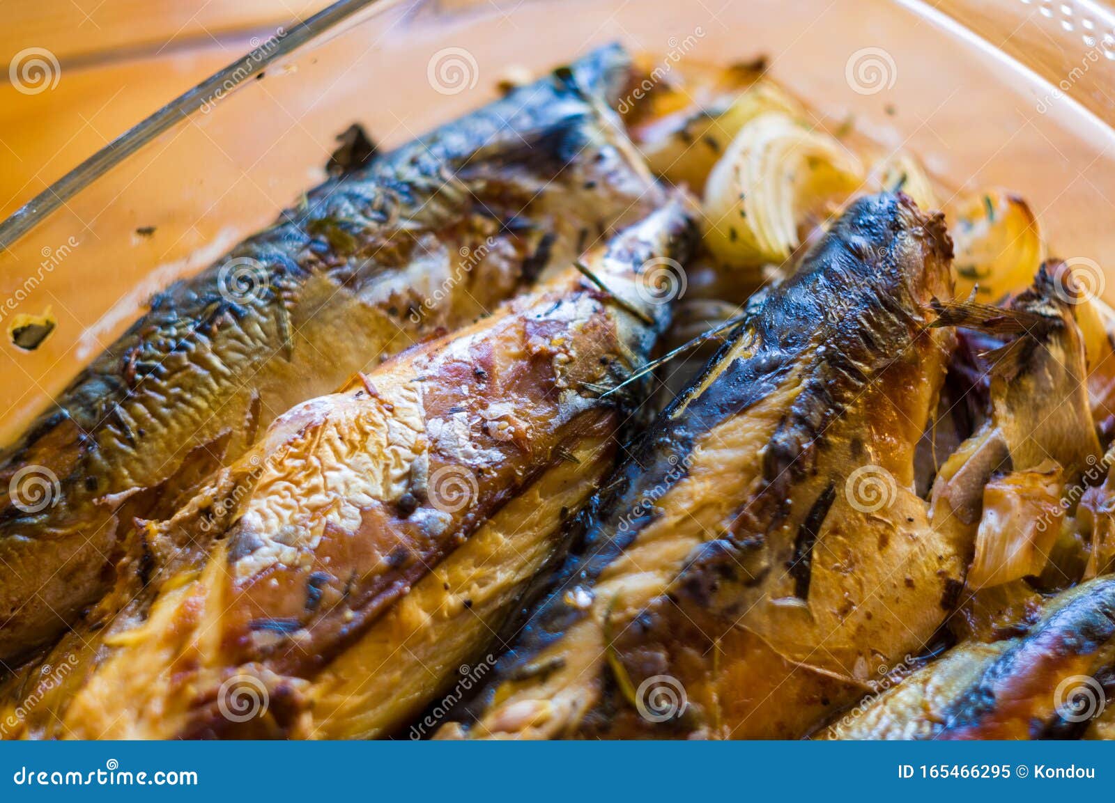 Mackerel Baked in the Oven, Home Dish, Closeup Stock Image Image of