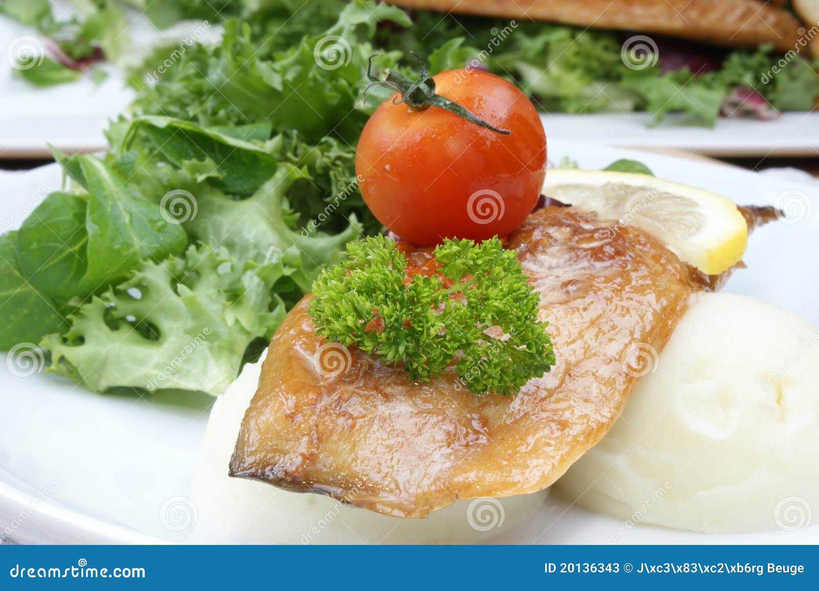 Mackerel Fillet with Tomato on Mash Potato Stock Image Image of smoked, tomato 20136343