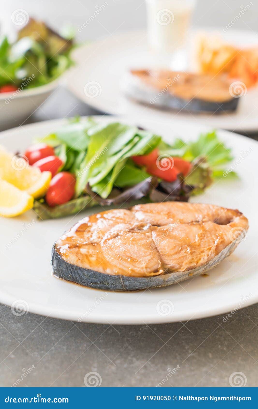 Mackerel fish steak stock photo. Image of fried, food 91920050