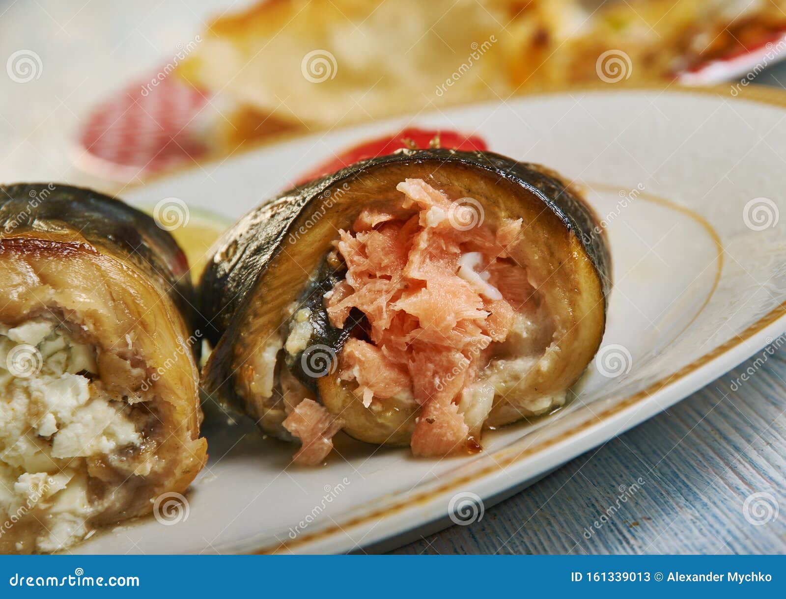 Mackerel Roll with Salmon and Feta Stock Image Image of dish, eating
