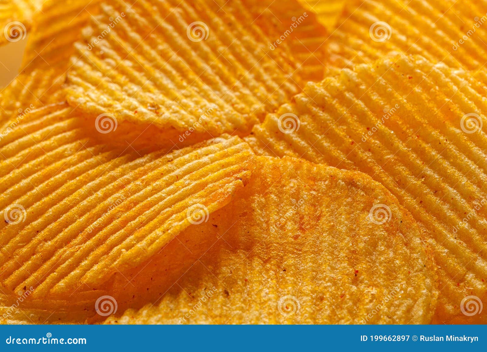 Macro of Beautiful Corrugated Yellow Chips Under the Sun`s Rays Stock Image Image of chips