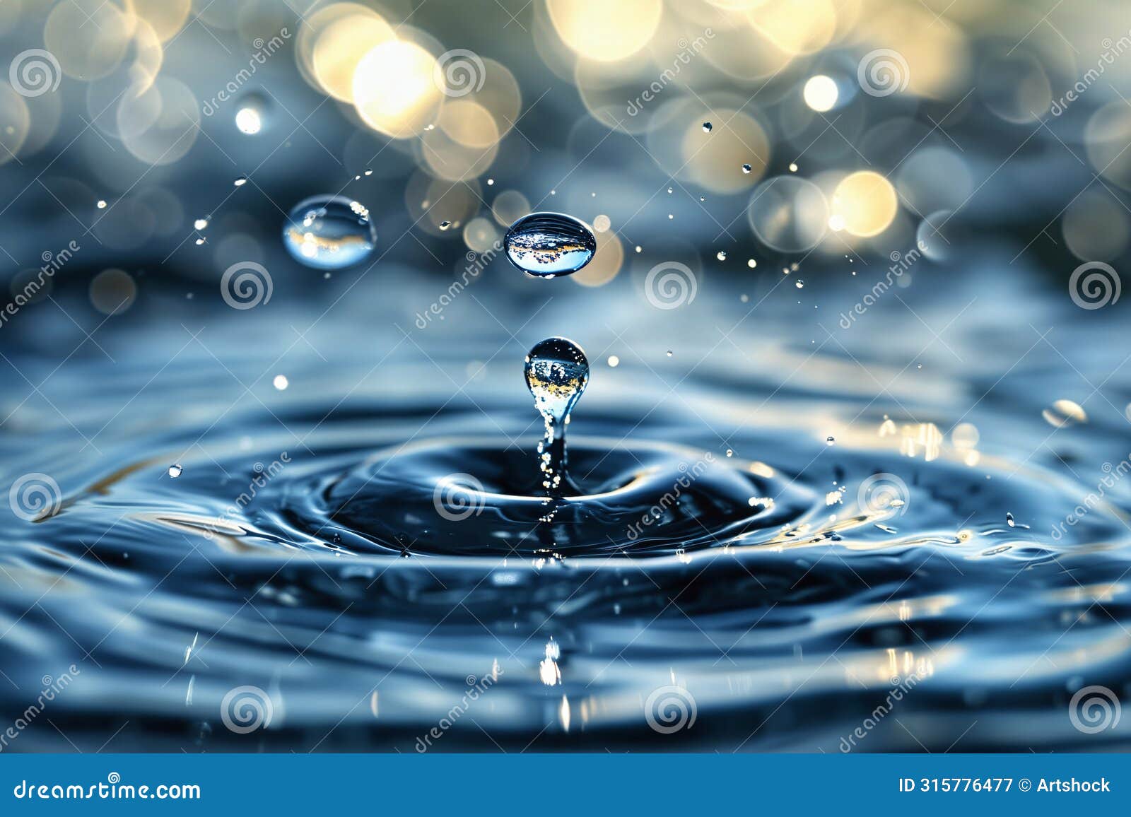 Macro Big Drop of Water Falling Down Stock Illustration Illustration