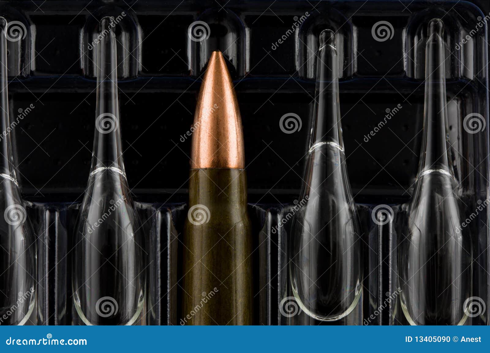 Macro of Bullet among Ampoules Stock Photo Image of dangerous