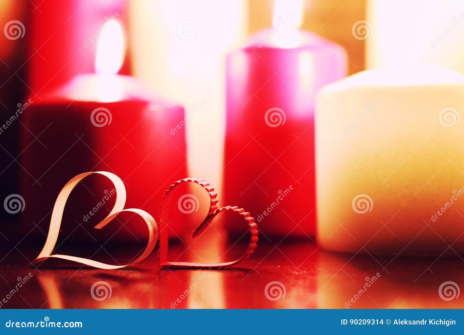 macro candle light with heart 