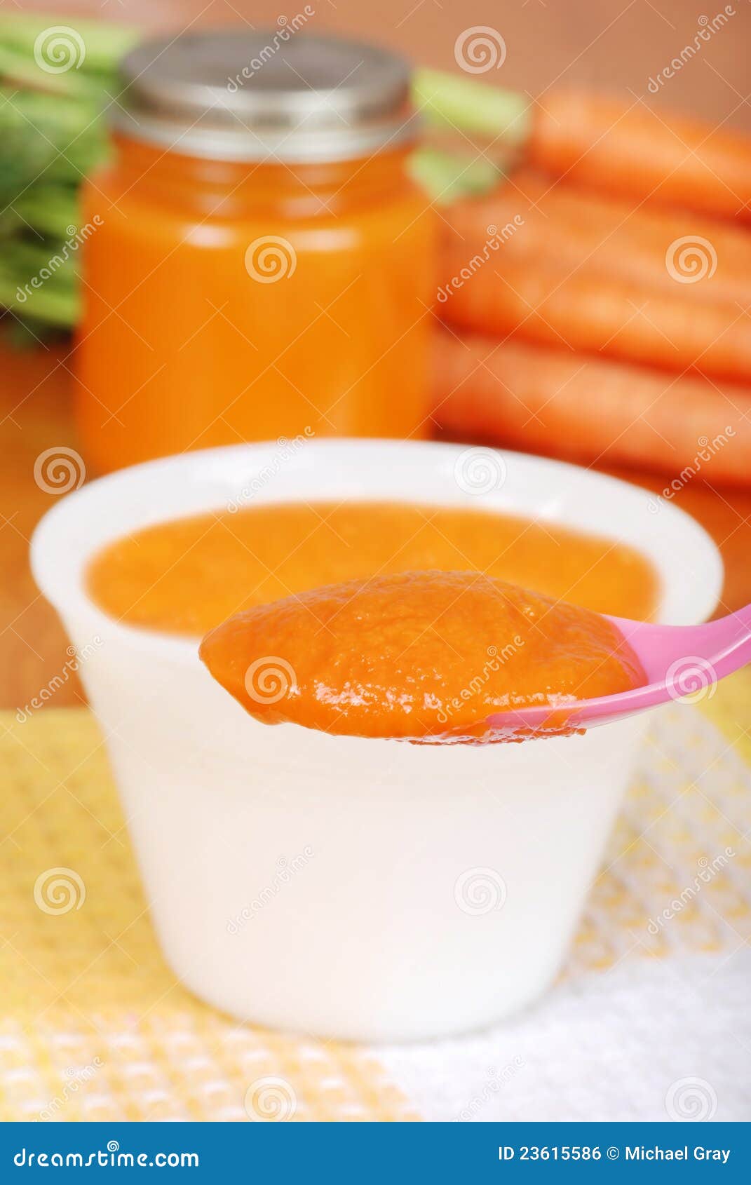 Macro Carrot Baby Food on Spoon Stock Photo Image of morning, mash