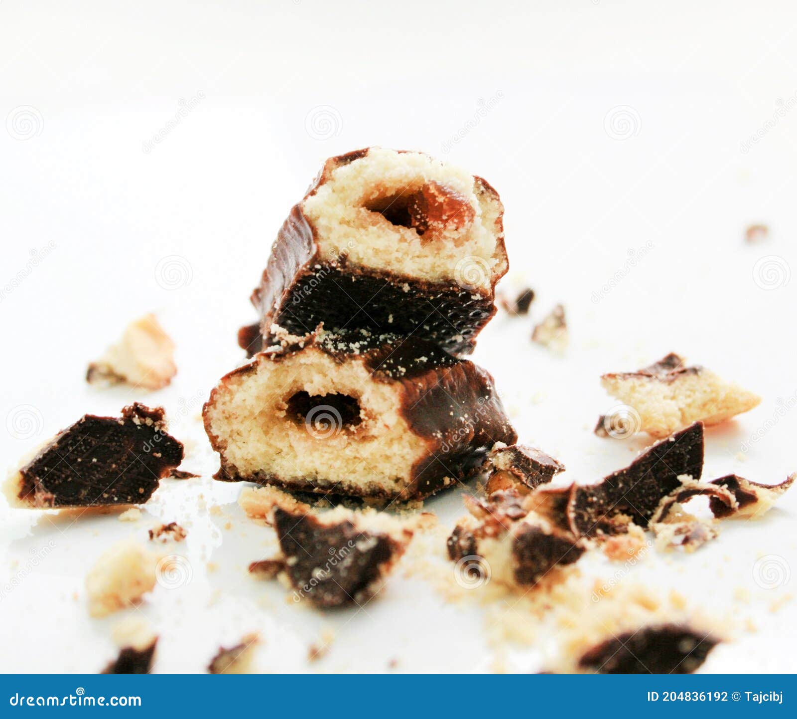 Macro of Chocolate Biscuit Filled with Fruit Jam Stock Photo Image of