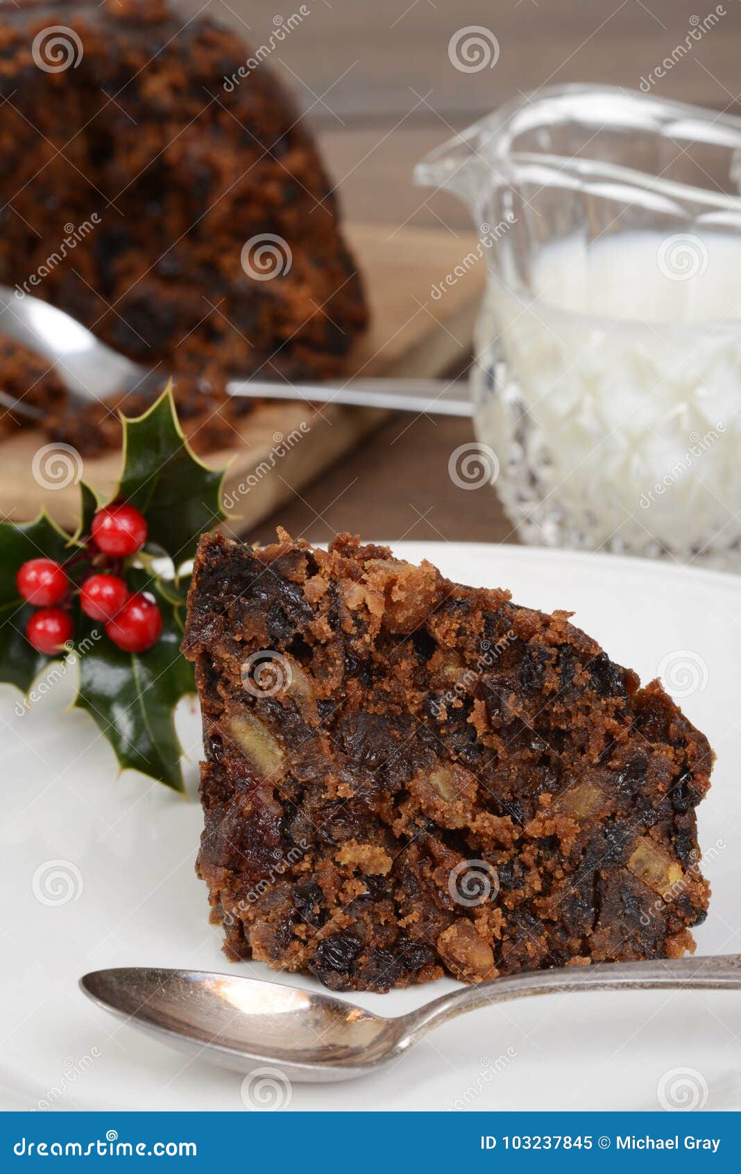 Macro Christmas Brandy Pudding with Spoon Stock Image - Image of figgy ...