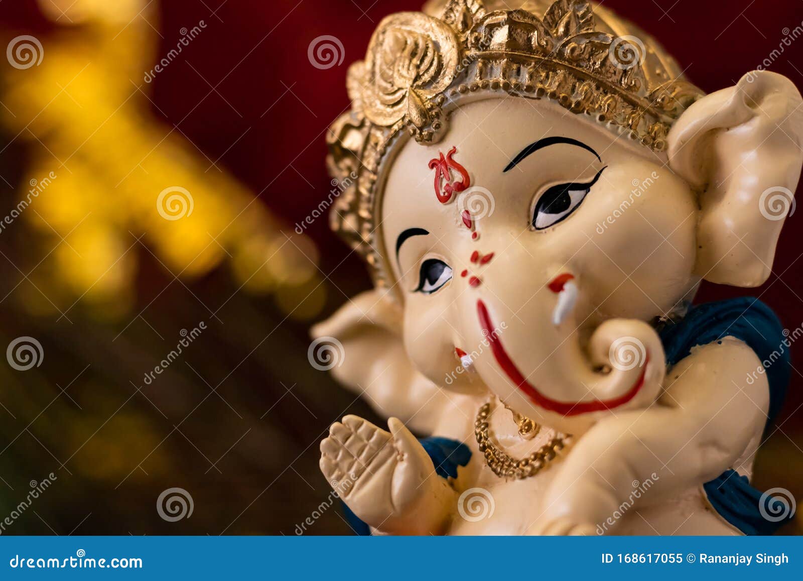 Macro Close Up of Beautiful Ganesha Statue in Blessing Pose ...