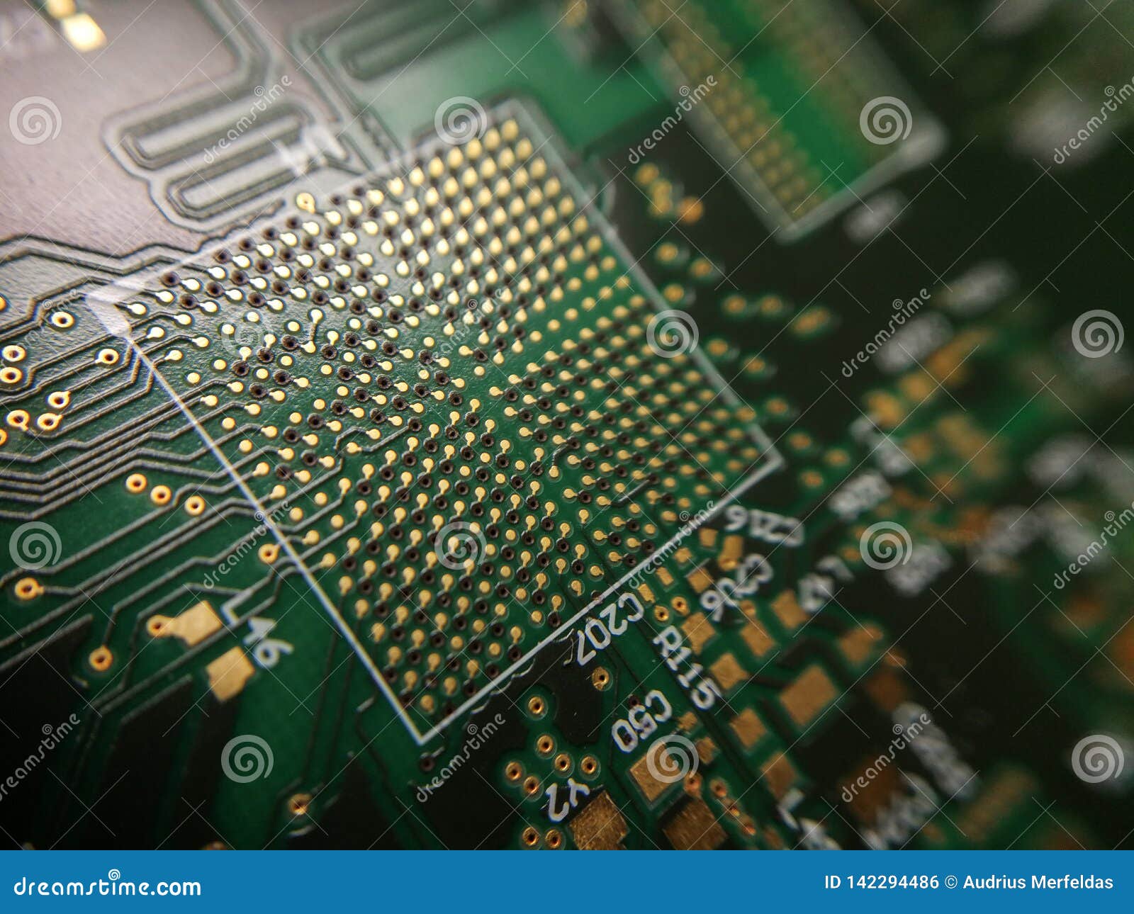 Macro Close Up Of PCB  BGA  Footprint Stock Photo Image of 