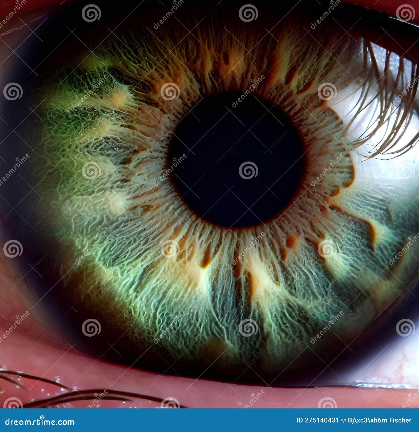 Macro Close Up of Human Iris, Eye Color Dark Green Stock Illustration