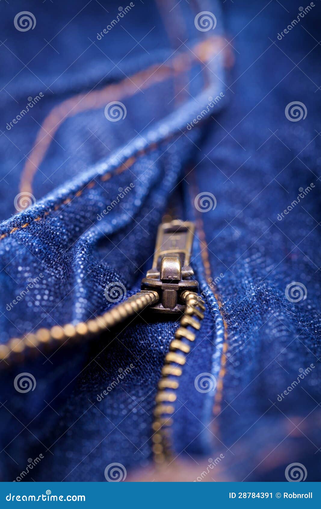 Macro Detail of a Blue Jeans Zipper Stock Image - Image of fabric ...