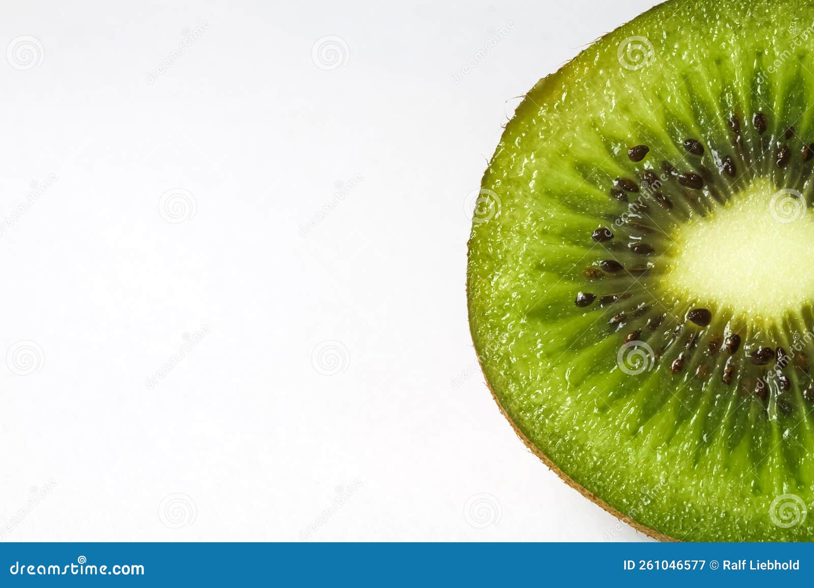 Half of ripe green kiwi isolated on white background. with