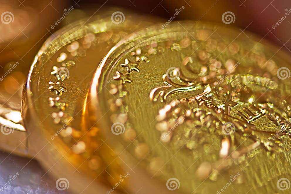 Macro of gold coins stock photo. Image of earnings, dollar 7578712