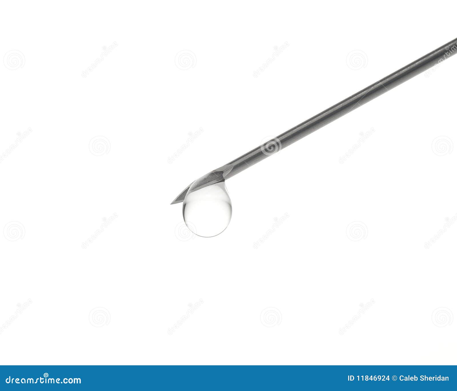 Macro of Hypodermic Needle with Clear Liquid Drip Stock Photo Image