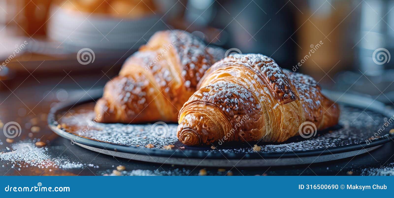 macro image of a croissant with flaky layers and buttery texture in hyperrealistic detail