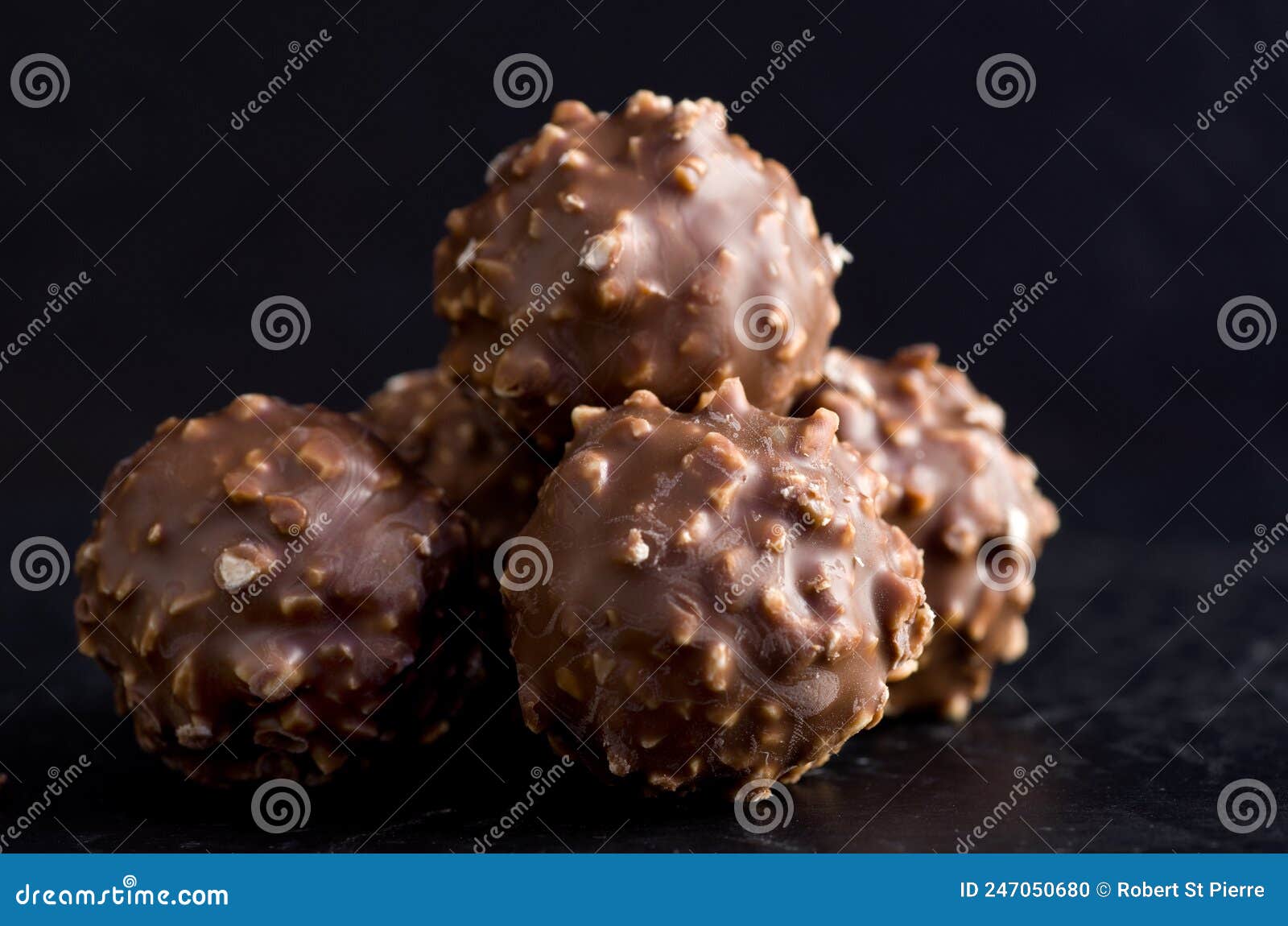 Macro Image of Delicious Chocolate and Nuts Balls Stock Photo Image