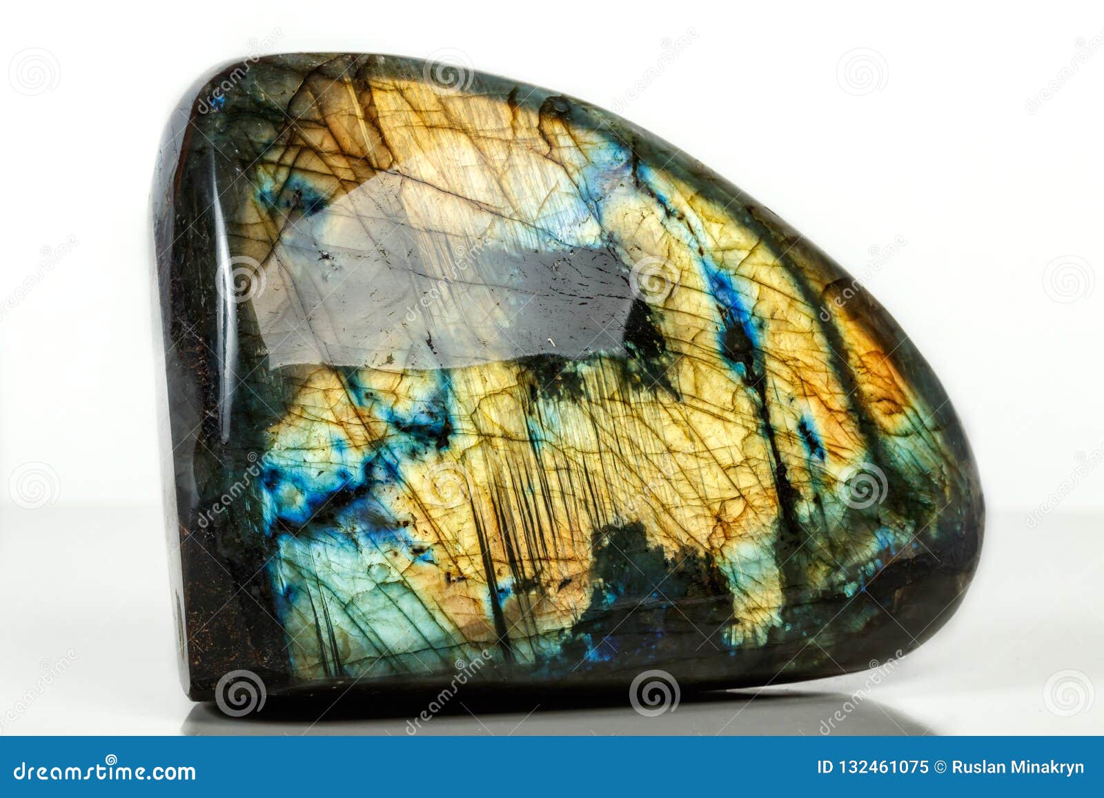 Macro Labradorite Mineral Stone On White Background Stock Image - Image ...