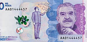 Macro 2016 Lunes Colombiano Del Primer Del Billete De Banco Del Peso 