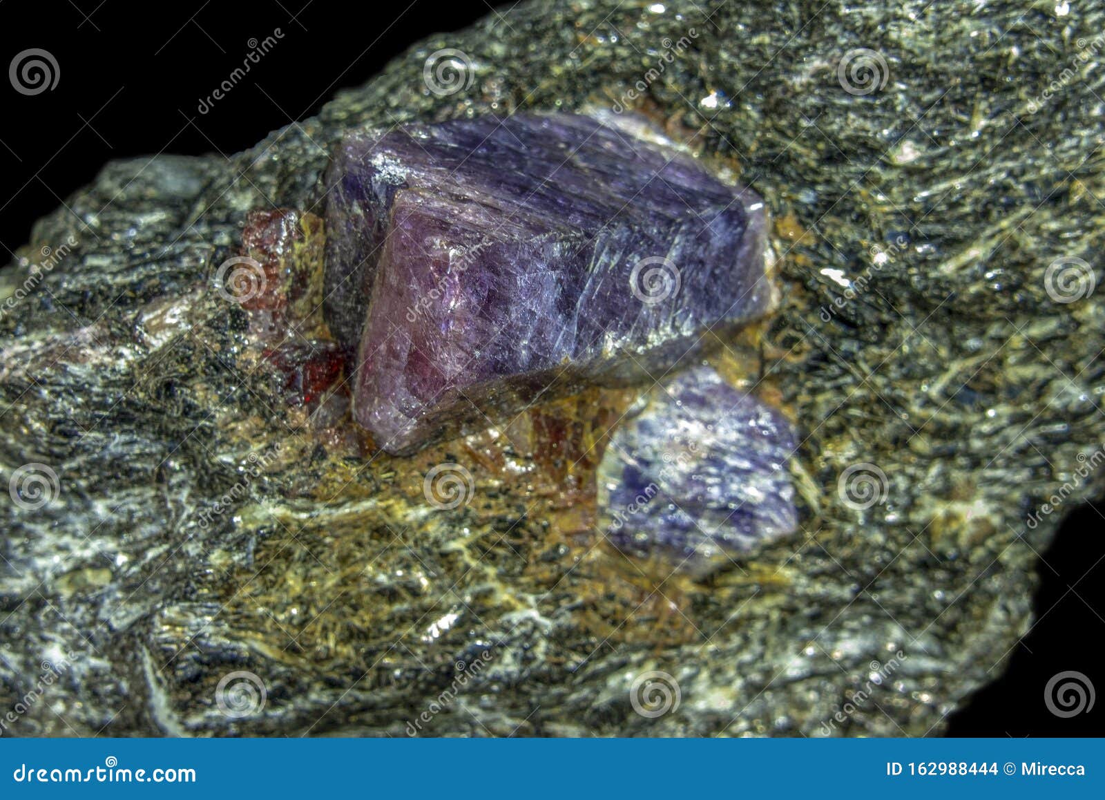 Macro Mineral Raw Uncut Blue Sapphire Crystal Close Up Stock Photo