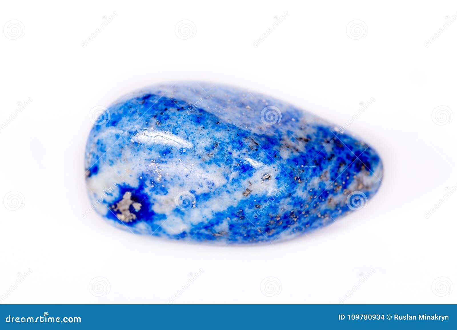 Macro Mineral Stone Blue Lapis Lazuli Afghanistan On White Bac Stock