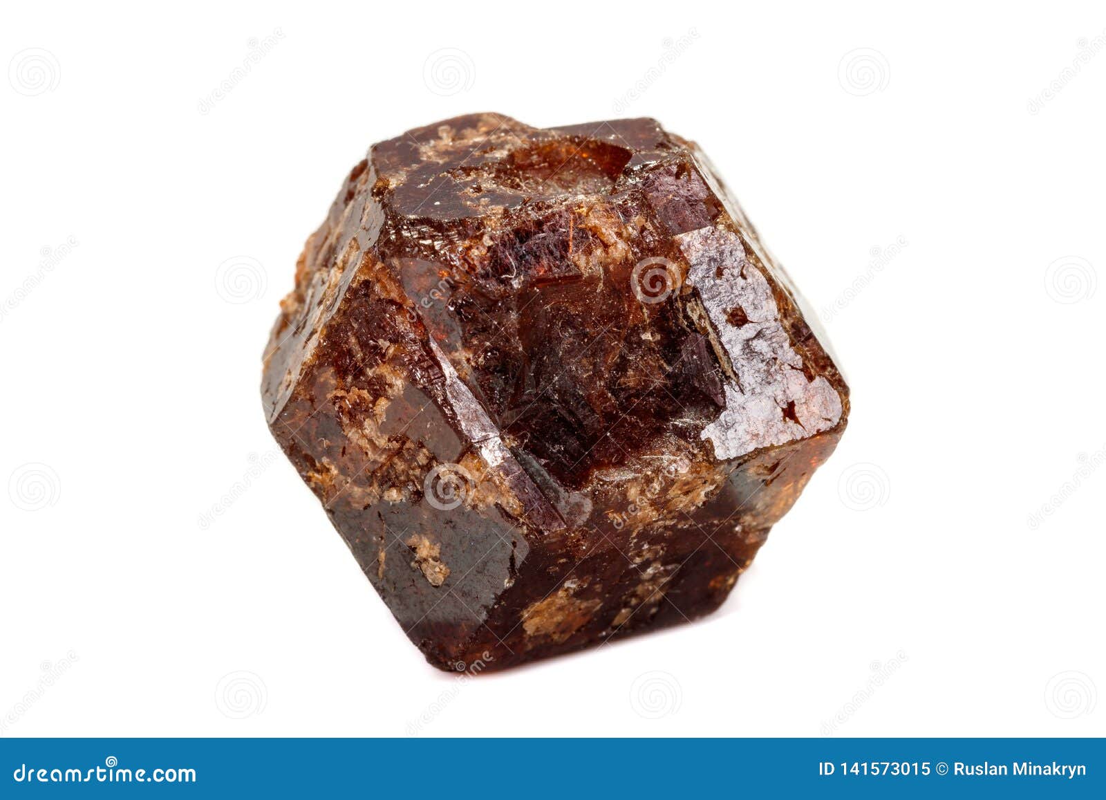 macro mineral stone garnet, on a white background