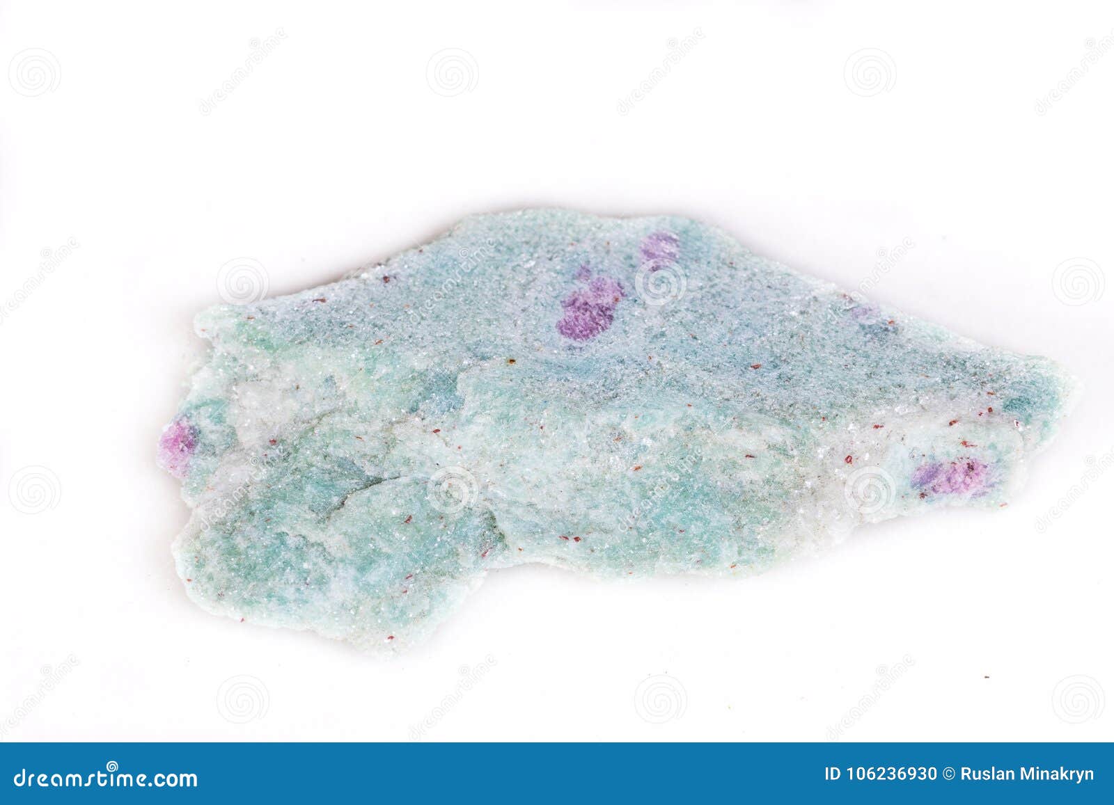 macro mineral stone ruby in zoisite on white background